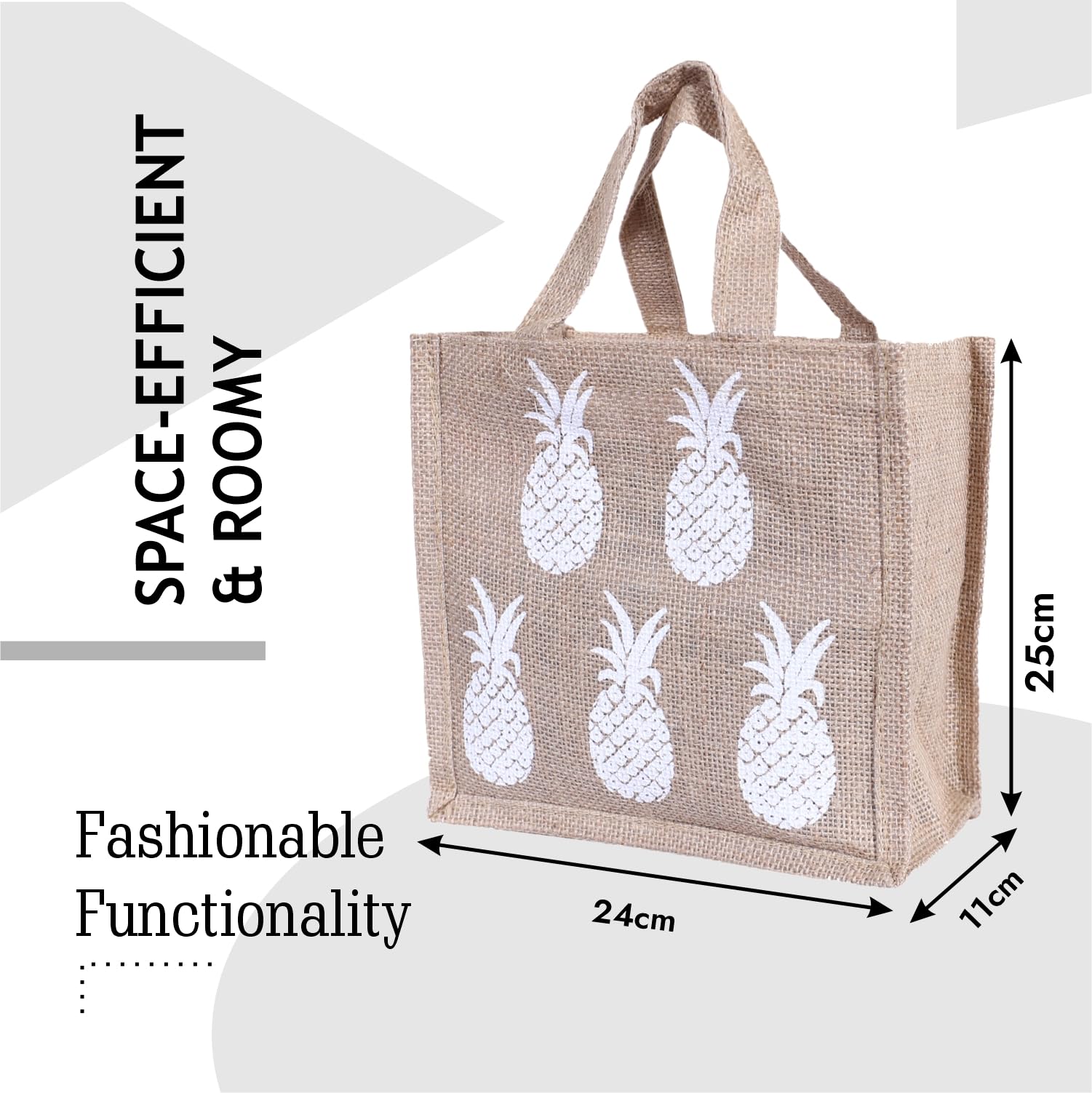Kuber Industries Reusable Jute Lunch Bag with Handle - Eco-Friendly Office Lunch Tote for Women & Men - Small Size Pack of 3 (Brown/Beige/Black) - Perfect for Work, School, Picnics & Daily Commute