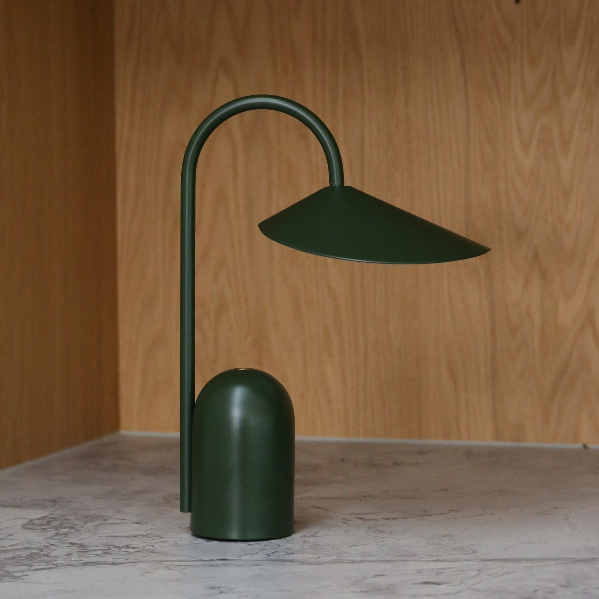 FERM LIVING Arum Portable LED Table Lamp - Grass Green, Rechargeable Battery Operated for Bedroom, Living Room, and Outdoor Use