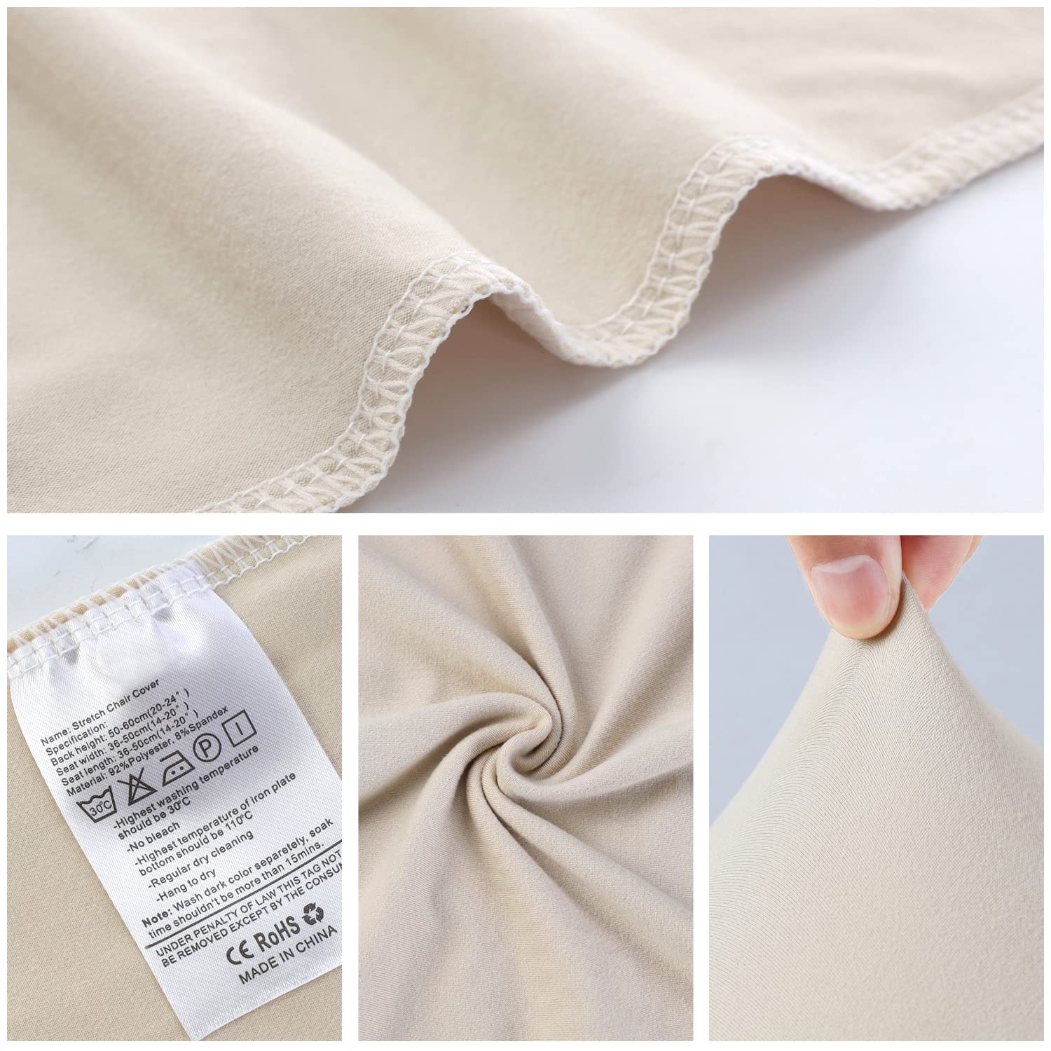 Stretch Spandex Dining Chair Covers - Washable & Removable Parson Chair Slipcovers for Kitchen, Dining Room & Office - Beige Light (Set of 6) - Protect & Decorate Your Chairs