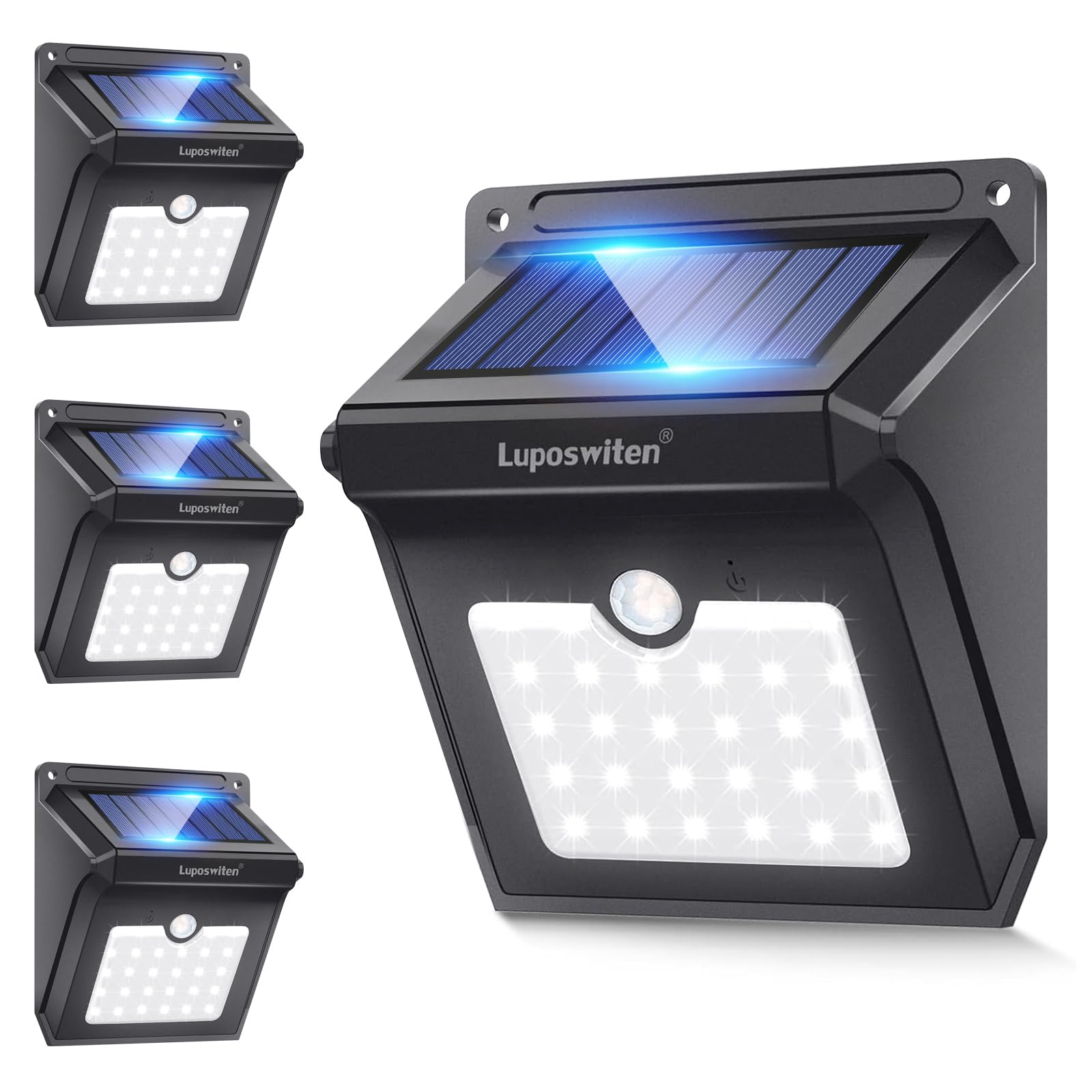 28 LEDs Solar Motion Sensor Lights Outdoor - 400 Lumen Waterproof Wireless Security Lights for Yard, Garage, Porch, Patio (4-Pack) | Solar Powered Night Lighting for Steps, Pathways & Home Safety