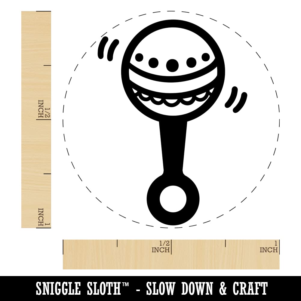 Baby Rattle Self-Inking Rubber Stamp - 1 Inch Medium Black Ink Stamper for Crafting, Scrapbooking & Planner Decorations - Perfect for DIY Projects, Card Making & Gift Wrapping