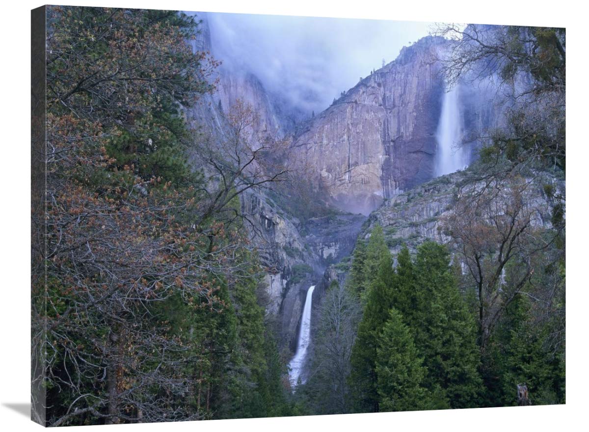 Yosemite Falls in Spring Canvas Art Print - 32x24 Inches - Yosemite National Park California Wall Decor - Perfect for Living Room, Bedroom & Office