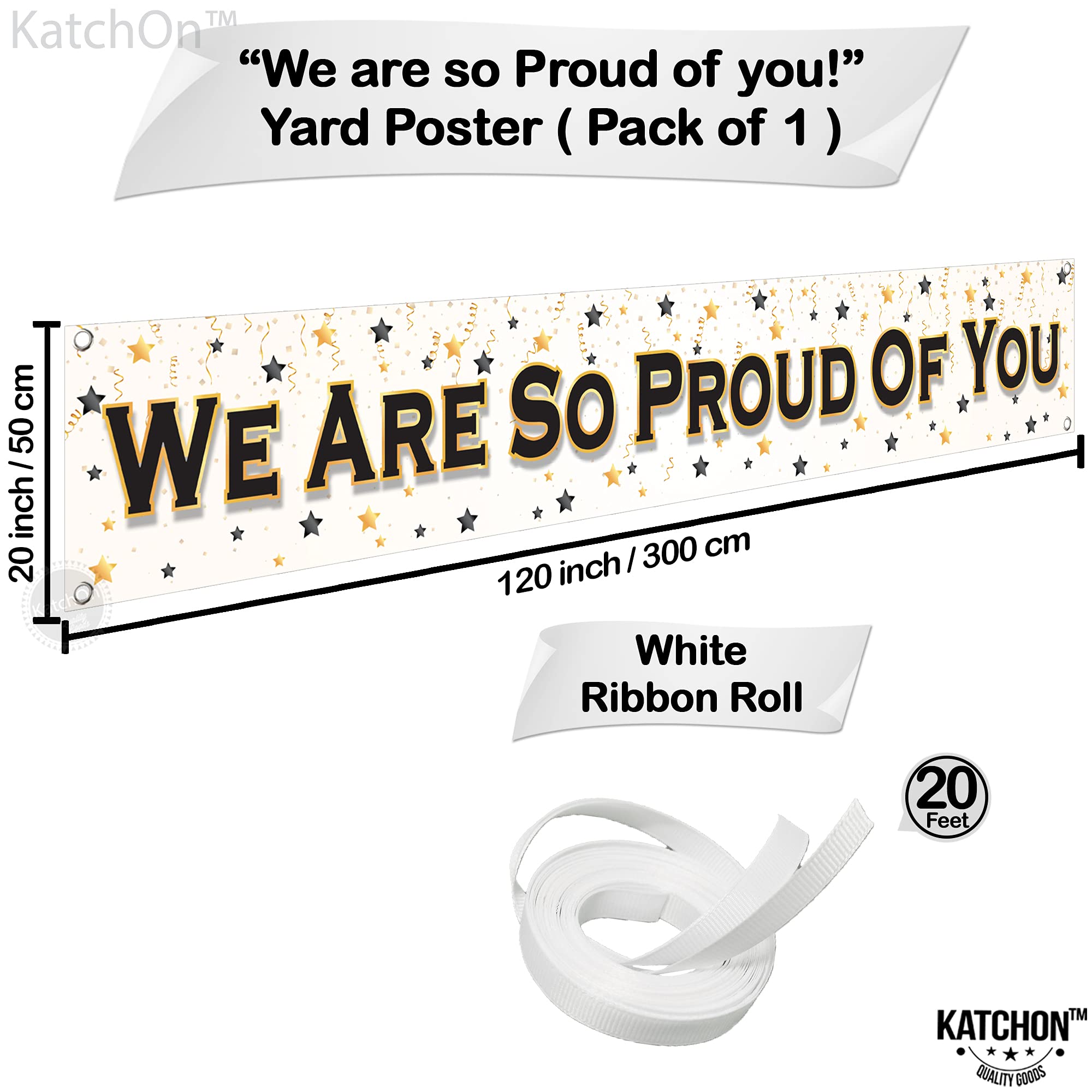 KatchOn Extra Large Graduation Banner 120x20 Inch - Proud Graduate Party Decor for 2025 | Yard Sign, Backdrop & Wall Decoration for High School & College Celebrations