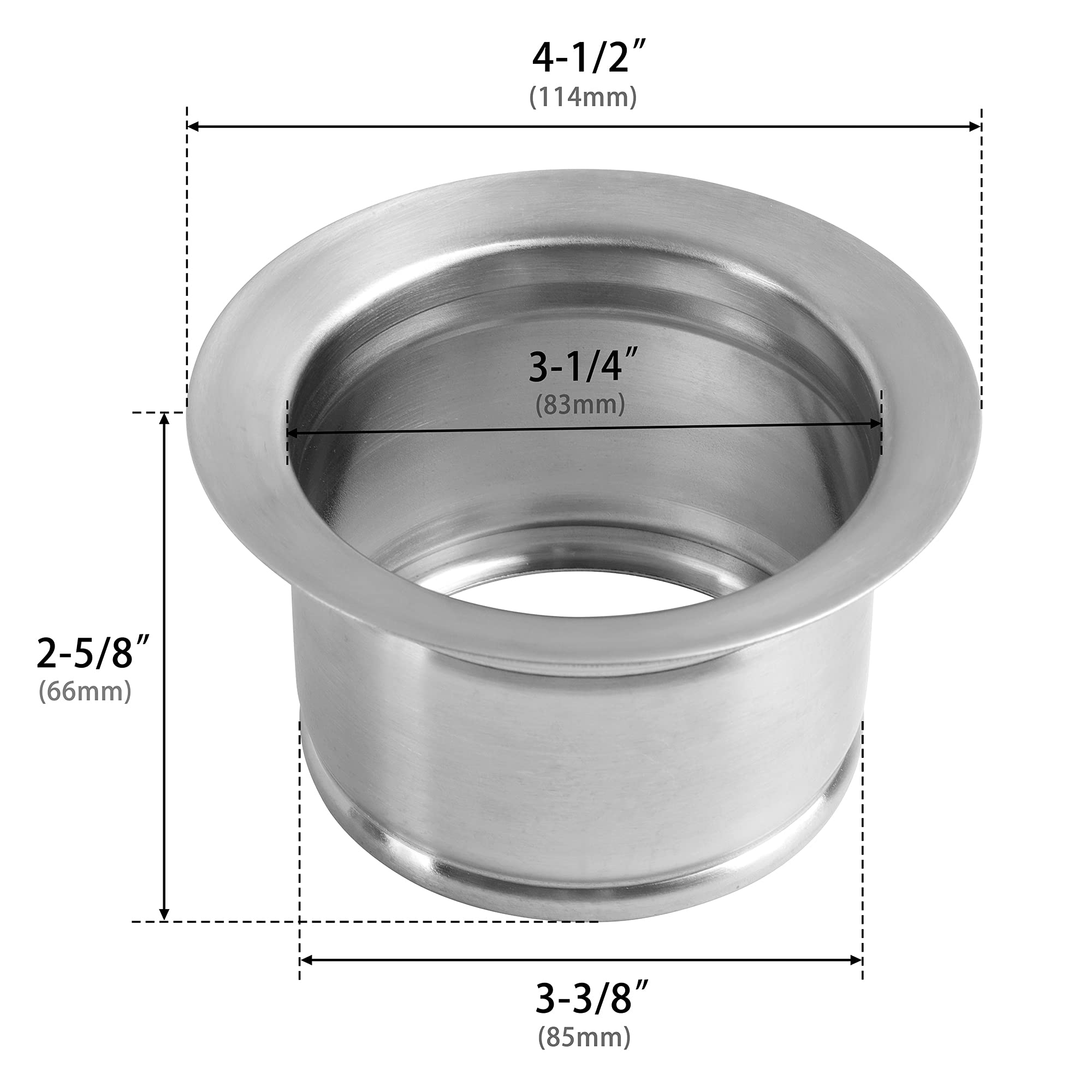 LQS Extended Sink Flange - 3.5 Inch Stainless Steel Deep Garbage Disposal Sink Flange for Kitchen Sinks | Fits Standard Drain Hole | Durable & Rust-Resistant for Daily Dishwashing & Food Prep