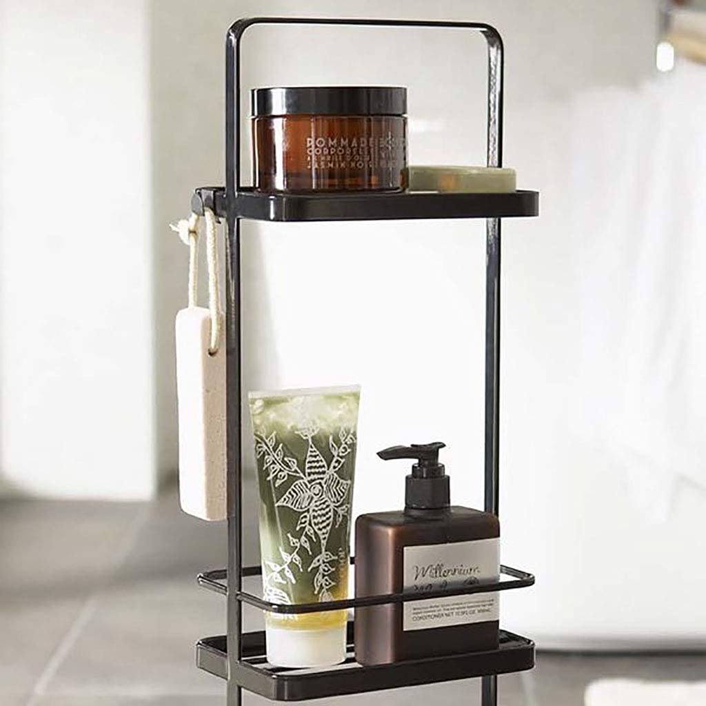 Multifunctional Bathroom Shelf - Floor Standing Storage Rack Organizer for Bathroom Essentials | Black | Space-Saving Solution for Shower, Toiletries & Towel Organization