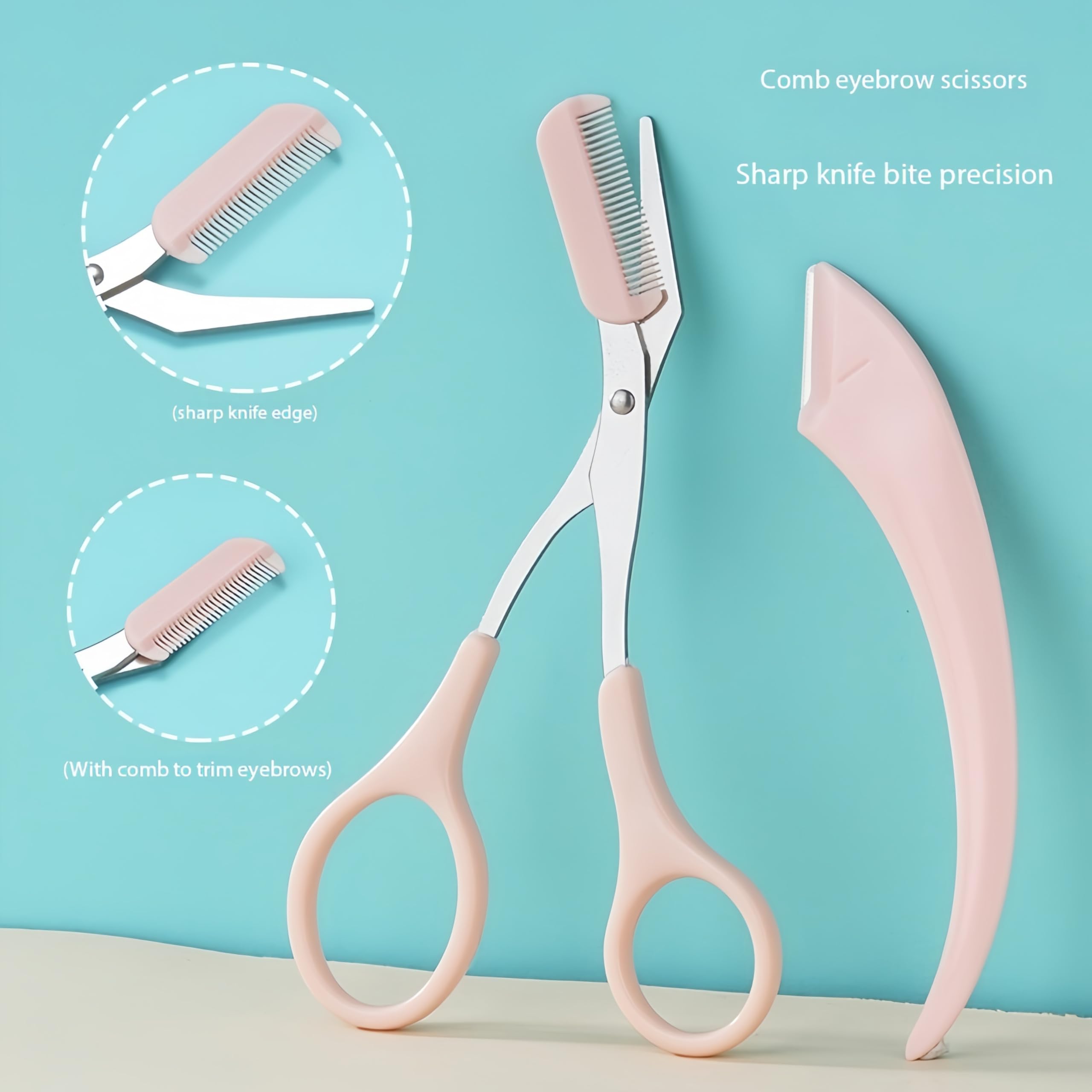 Professional Eyebrow Trimmer Set with Comb & Meniscus Blade - Precision Facial Hair Shaper & Skin Planer for Men & Women | Perfect for Eyebrow Grooming, Beard Trimming & Smooth Skin Care