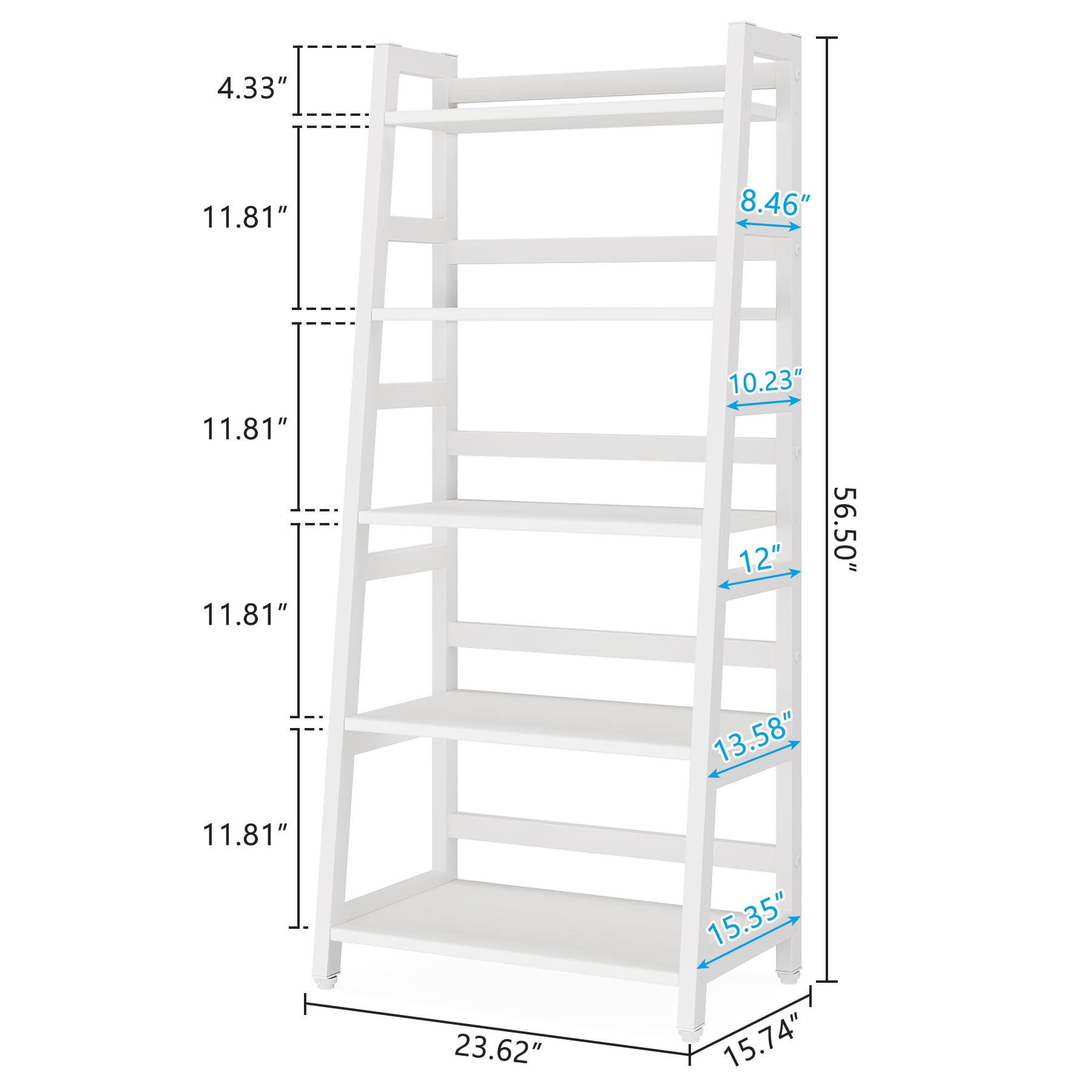 Tribesigns 5-Tier Bookshelf - Modern Ladder Bookcase with 5 Shelves, Sturdy Book Storage Organizer for Living Room, Home Office & Bedroom - Perfect for Displaying Books, Decor & Plants (White)