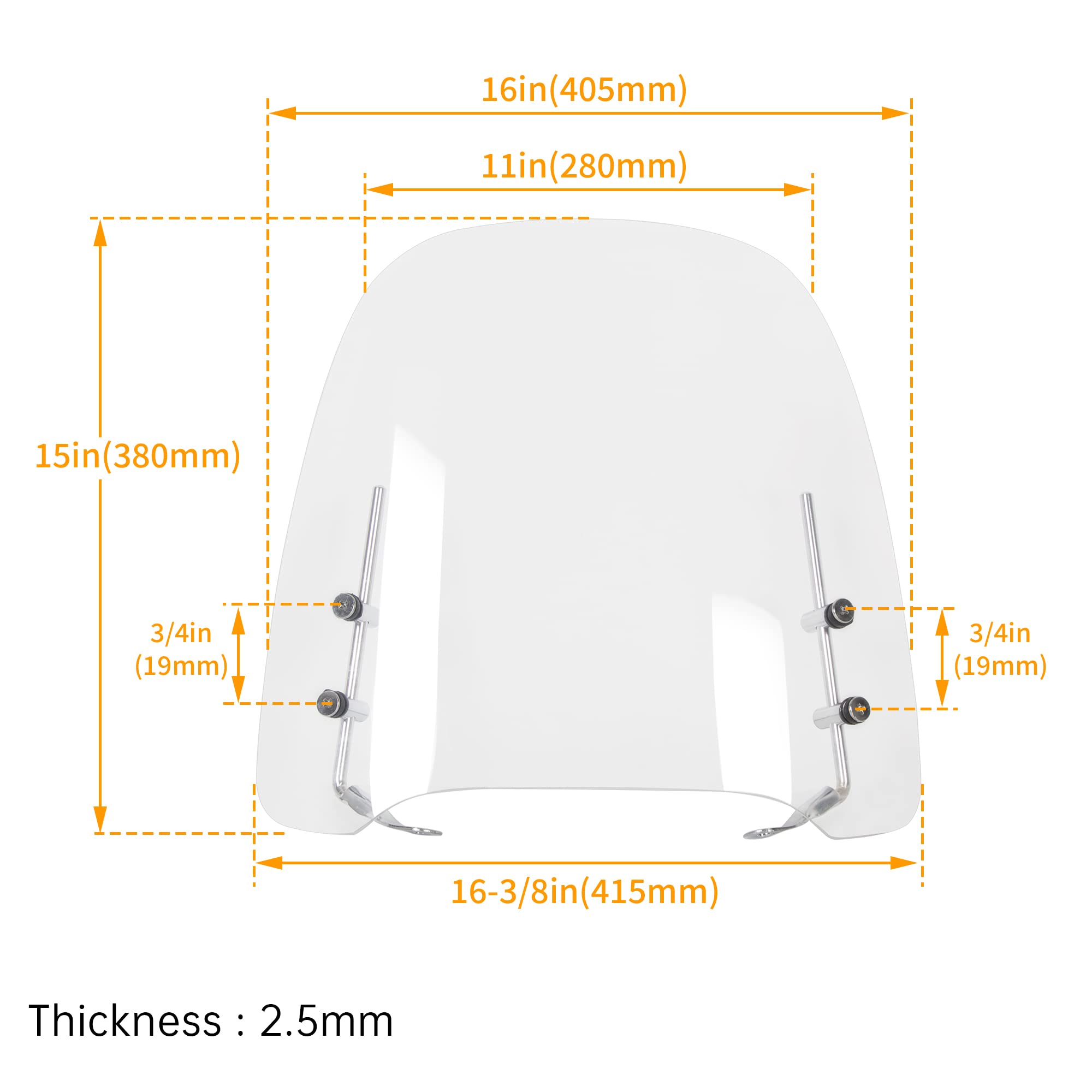 Universal Motorcycle Windshield 14.3