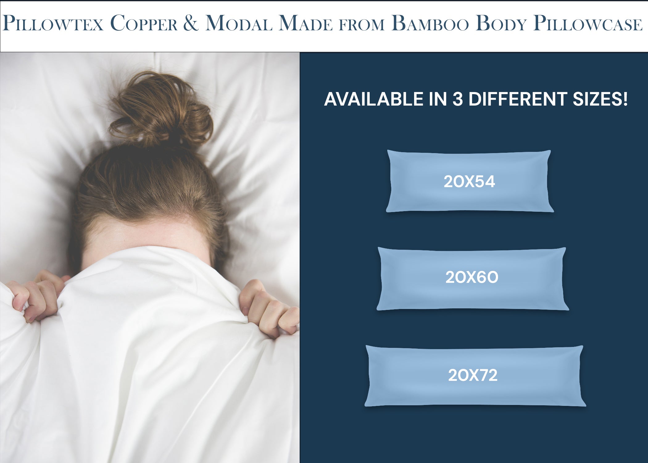Antimicrobial Copper Infused Bamboo Body Pillow Cover - Hypoallergenic & Breathable for Side Sleepers, Pregnancy Support and Home Comfort