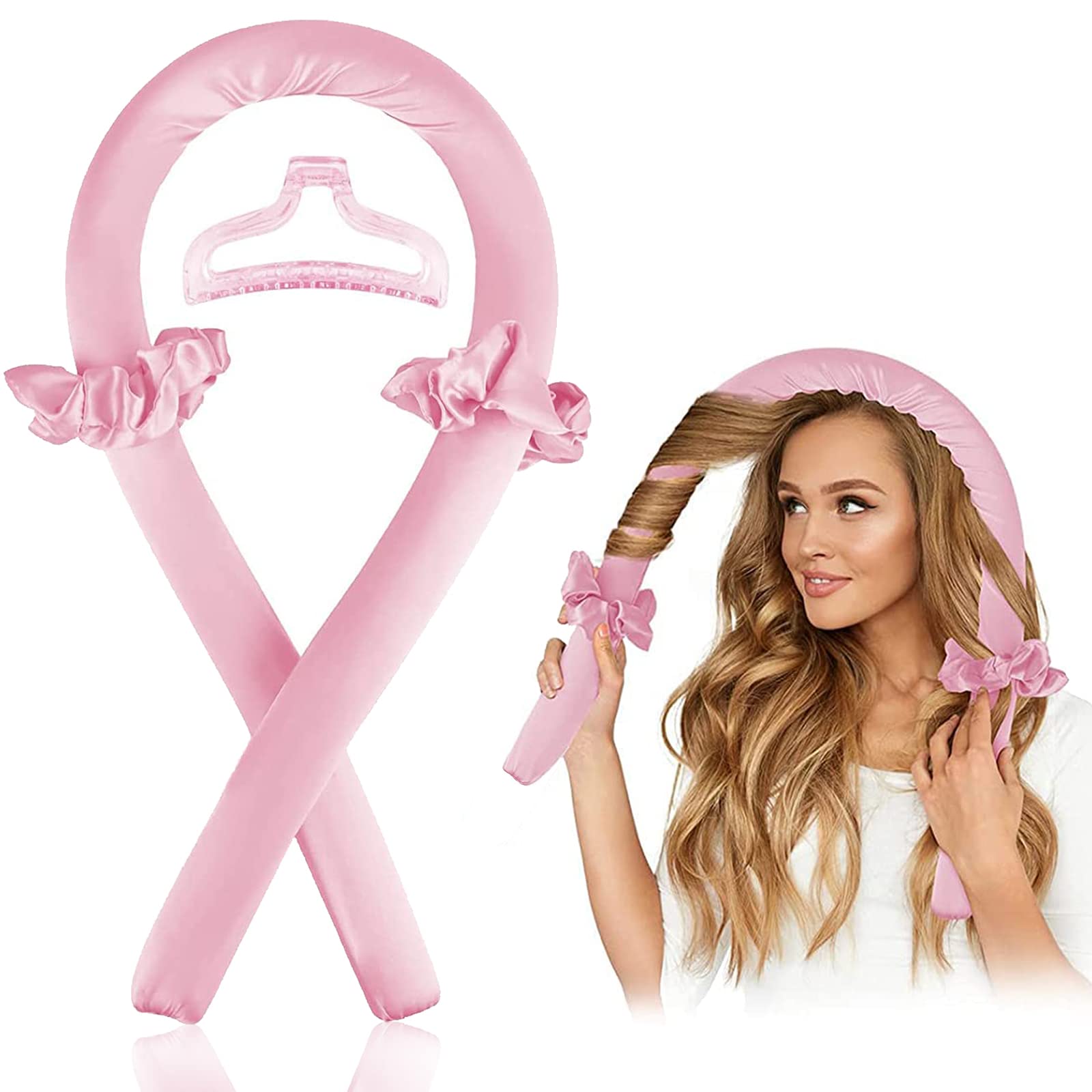 **Grafken Heatless Curling Headband - No Heat Hair Rollers for Long Hair, Soft Sleep-Friendly Curlers, Perm Rods & Flexi Rods for Overnight Curls (Pink) - Perfect for Bedtime Styling & Damage-Free Waves**