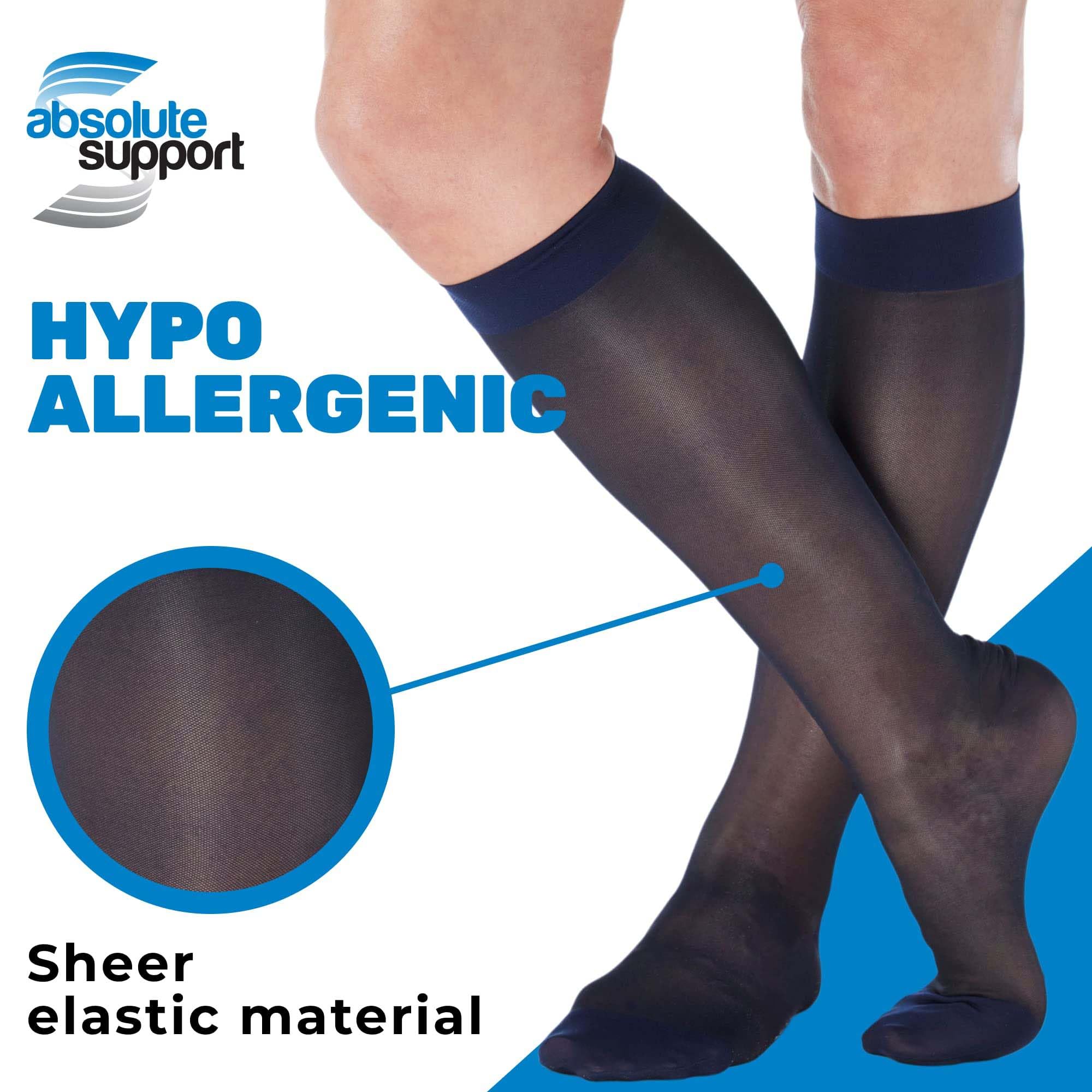 Absolute Support 15-20mmHg Sheer Compression Stockings for Women (3 Pack) - USA Made Medical Socks for Varicose Veins, Circulation & Travel Comfort