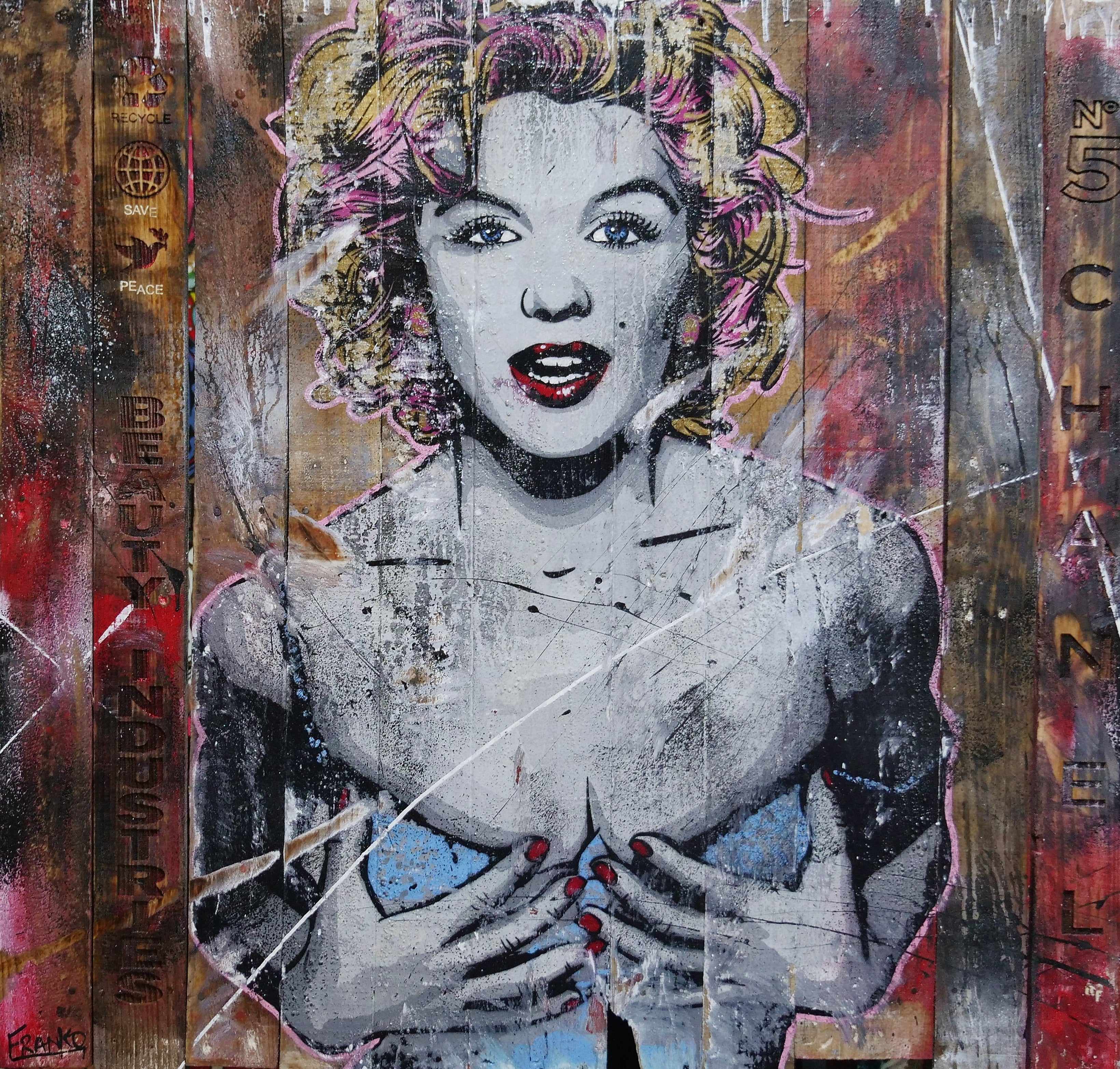 113cm x 113cm Marilyn Monroe Pop Art Painting - Recycled Palette Industrial Style Wall Decor for Living Room, Bedroom & Office