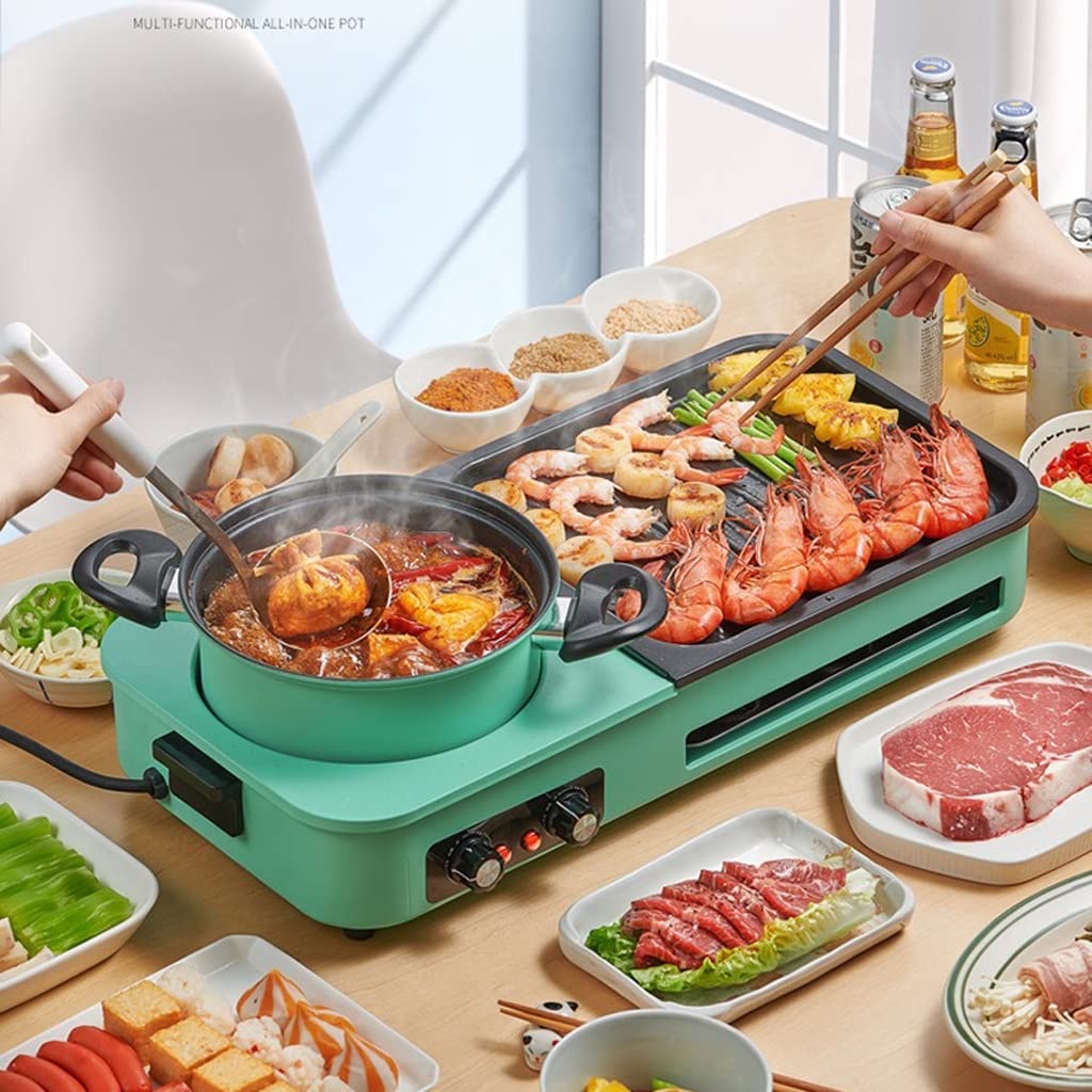 YYDS Hot Pot Electric Grill Pan - Indoor Smokeless BBQ, Shabu Hot Pot & Multifunctional Cooker for Pan-Frying | Perfect for Family Gatherings & Indoor Cooking