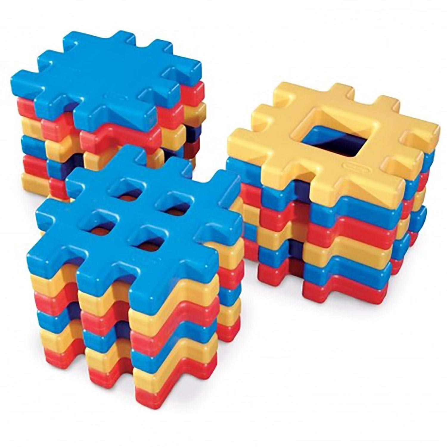 Little Tikes Big Waffle Block Set - 18 Piece Educational Building Toys for Toddlers, Blue Red Yellow Interlocking Blocks for Kids STEM Learning (Perfect for Preschool Playtime & Creative Construction)