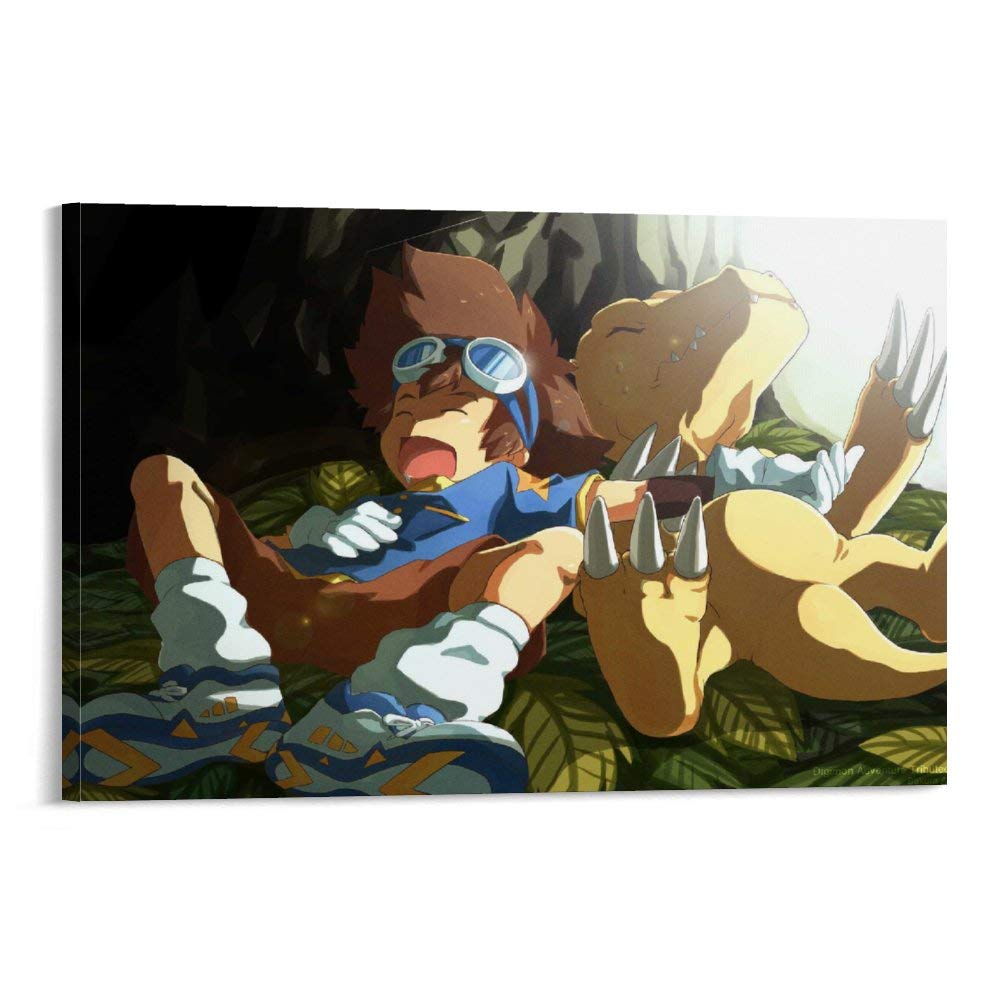 Digimon Agumon & Yagami Taichi Anime Poster - Premium Canvas Wall Art 24x36 inches (60x90cm) for Living Room, Bedroom, Game Room & Anime Fan Decor