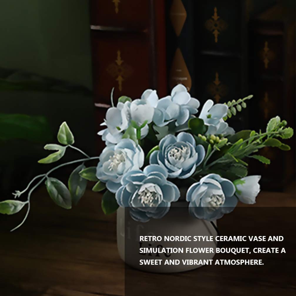 BESPORTBLE Artificial Hydrangea Ceramic Potted Plant - Realistic Fake Flower Home Decor for Living Room, Office, Wedding Centerpiece - 12