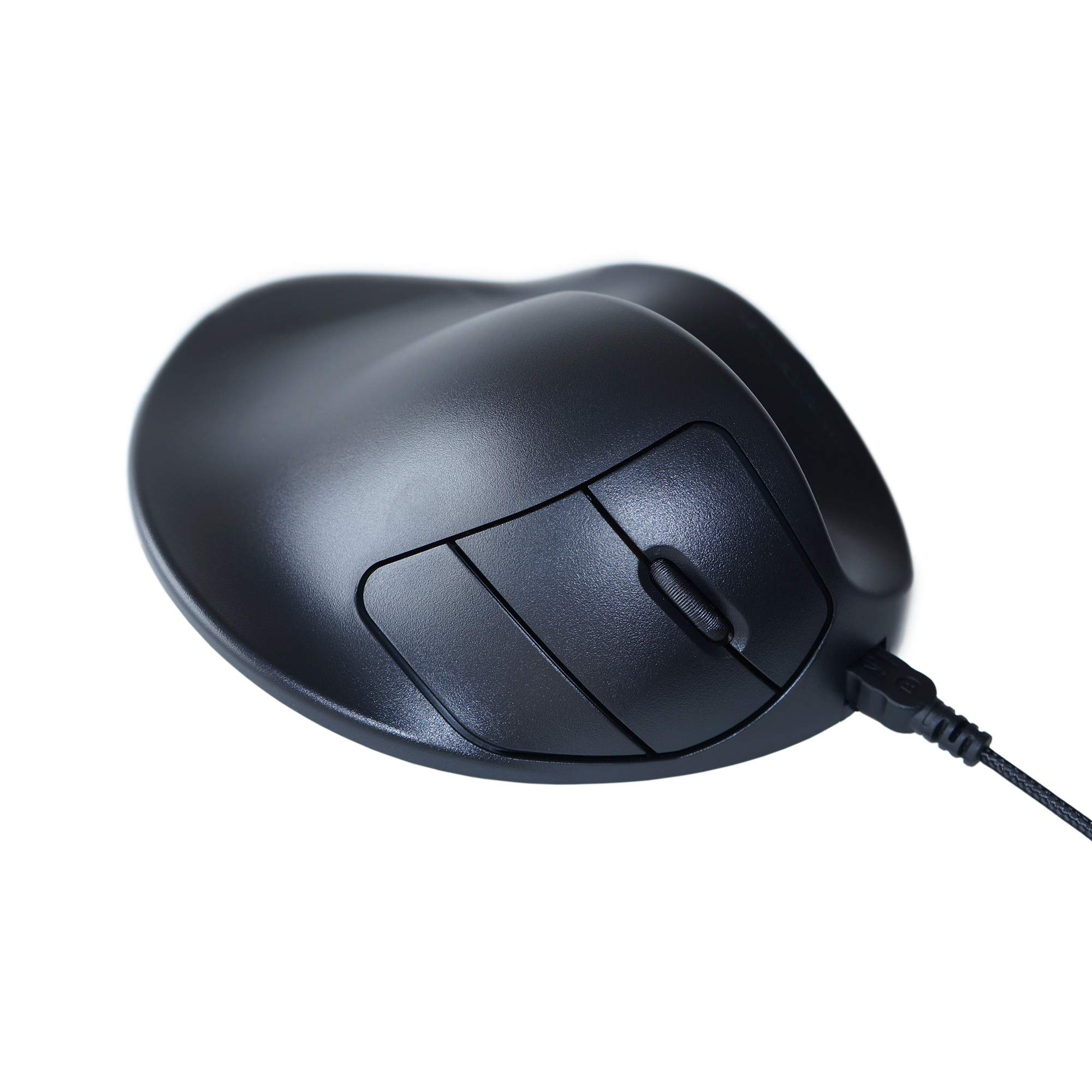 Ergonomic Handshoe Mouse S2WB-LC - Wired Light Click Computer Mouse for Right Hand (Small Size, Black) | Perfect for Office Work, Gaming & Reducing Carpal Tunnel Pain