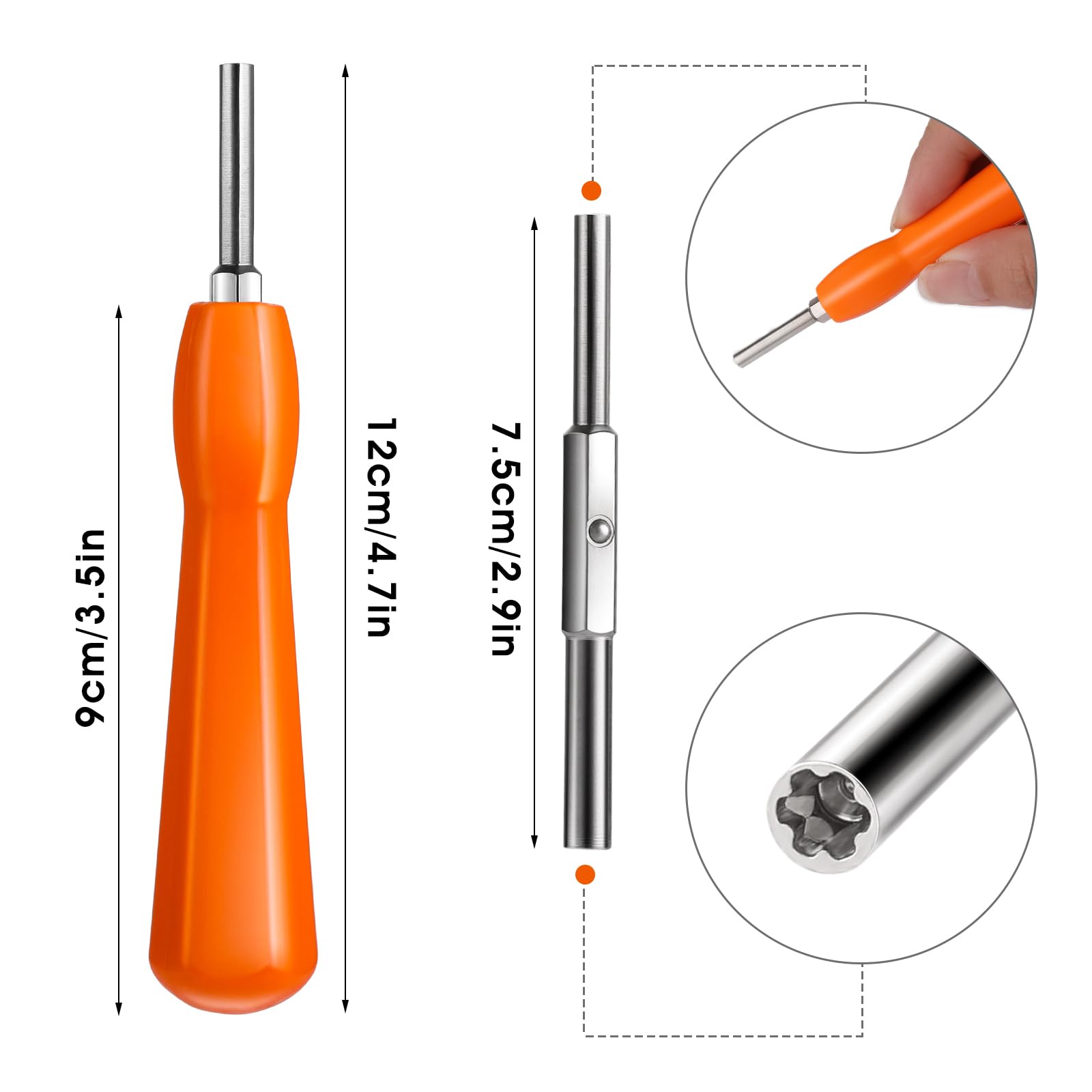 Abeillo Double-Ended Security Gamebit Screwdriver Set 3.8mm & 4.5mm - Compatible with NES, SNES, N64, Gameboy Game Cartridges (Orange) - Perfect for Retro Gaming Console Repair & Maintenance