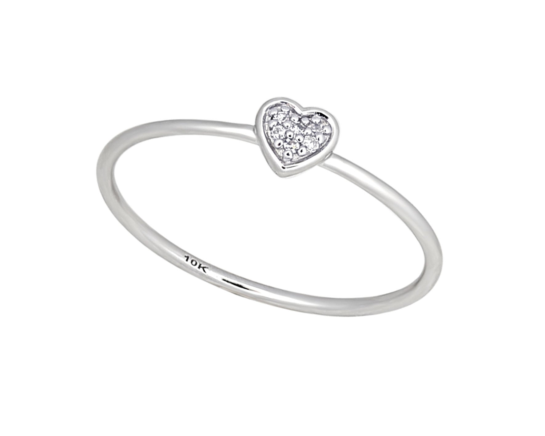 9ct White Gold Diamond Heart Ring with 6 Brilliant Cut Diamonds - Perfect for Valentine's Day, Anniversary & Romantic Gifts