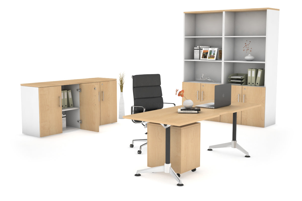 Premium Executive Office Desk Blackjack - 1800L x 800W with Cable Management Scallop - Modern Large Workstation for Home Office & Corporate Spaces