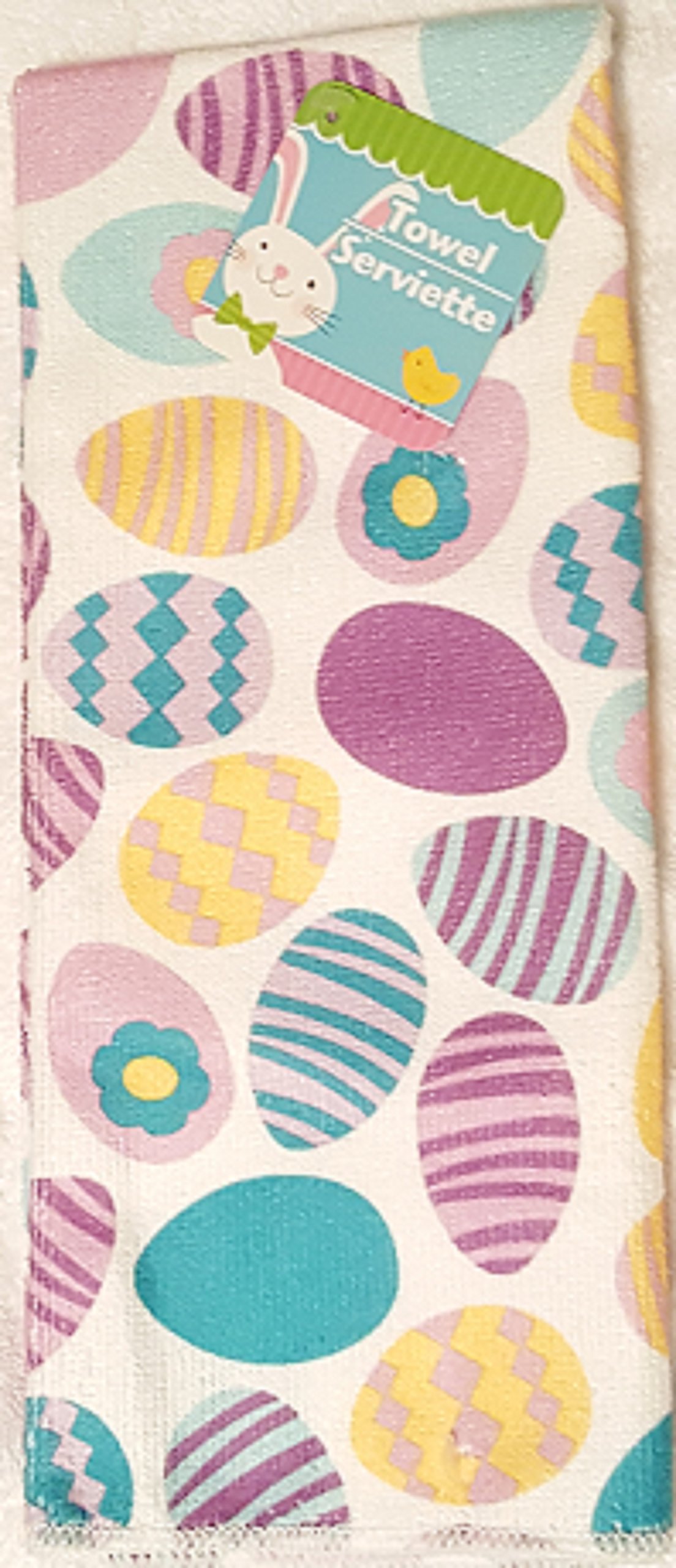 Happy Easter Bunnies 2-Pack Kitchen Towels by Greenbrier - Cute Spring Decor & Easter Gift for Kitchen, Dining, and Holiday Decorations