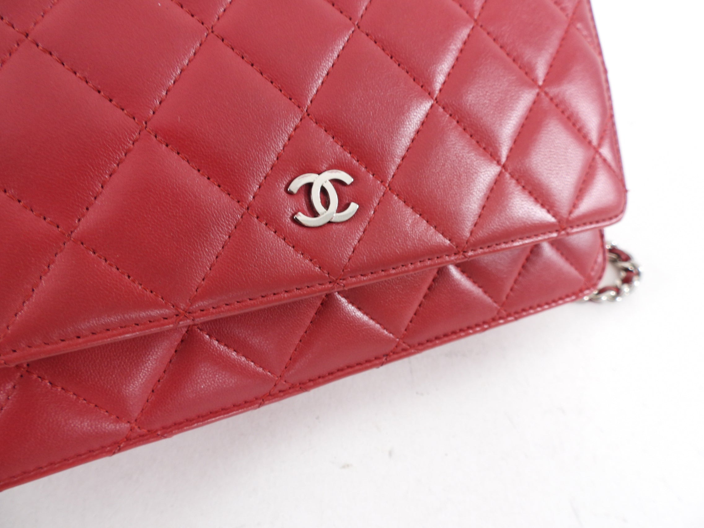 Chanel Red Calfskin Leather Quilted Timeless Wallet on Chain WOC - Luxury Designer Crossbody Bag for Women, Perfect for Evening Parties & Daily Use