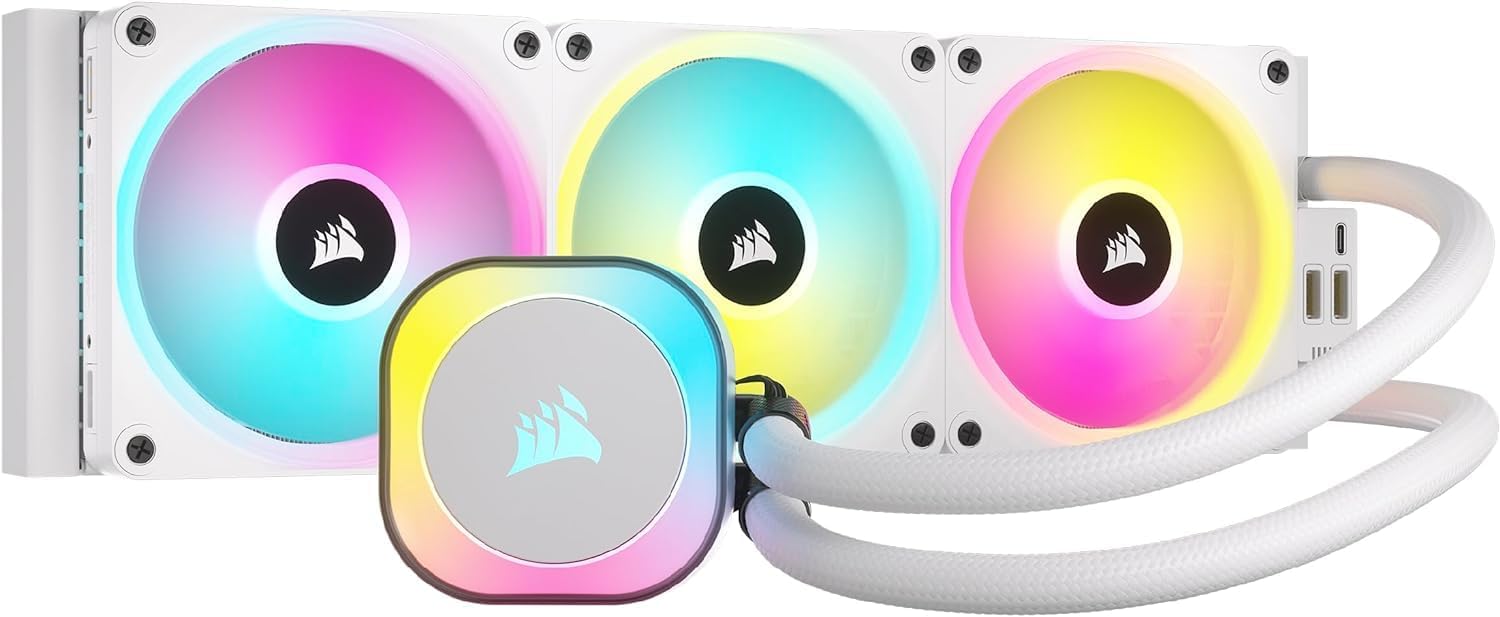 Corsair iCUE H150i LINK LCD XT 360mm RGB Liquid CPU Cooler - White | High-Performance Cooling for Gaming PCs & Workstations | Perfect for Overclocking & Silent Operation