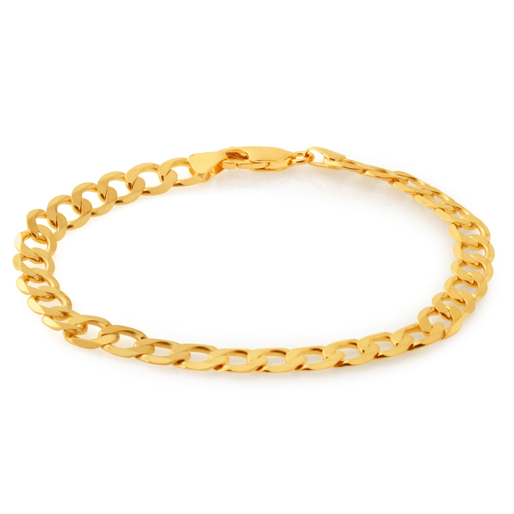 9ct Yellow Gold 21cm Curb Chain Bracelet for Women - Elegant Fashion Jewelry Gift for Birthday, Anniversary & Special Occasions