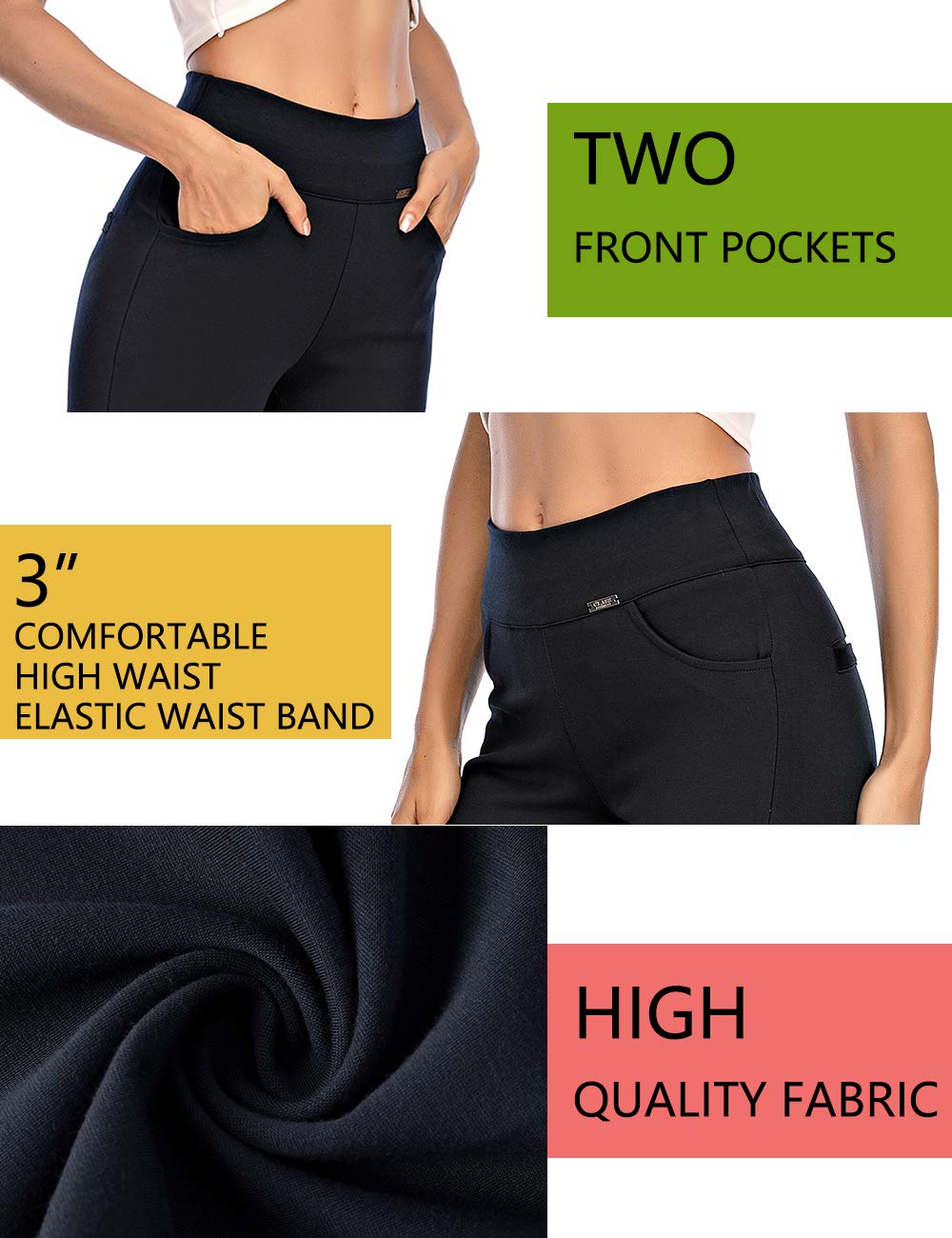 Stylish Women's Stretch Slim Fit High Waist Skinny Dress Pants with Pockets - Comfortable Office Work Pants for Business Casual & Professional Wear