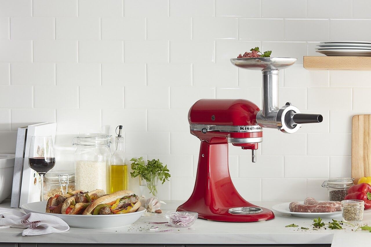 KitchenAid 7 Quart Bowl-Lift Stand Mixer with Metal Food Grinder Attachment - Contour Silver | Powerful Electric Mixer for Baking, Dough Kneading & Meat Grinding | Perfect for Home Bakers & Professional Chefs