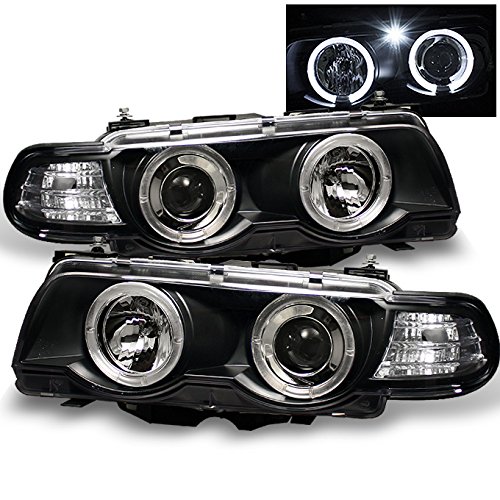 AKKON Black Bezel HID Projector Headlights for BMW E38 7 Series - Direct Replacement Pair - Upgrade Night Driving Safety & Style