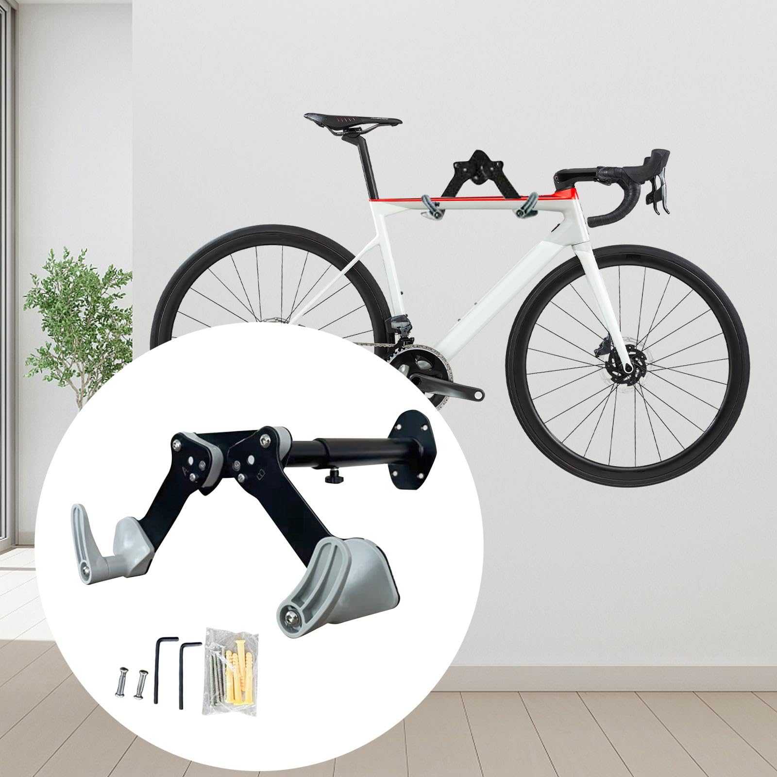 Best Bike Wall Mount Rack for Garage & Indoor Storage - Heavy Duty Bike Hanger & Hook for Horizontal Bike Storage - Perfect for Home, Apartment, and Garage Organization