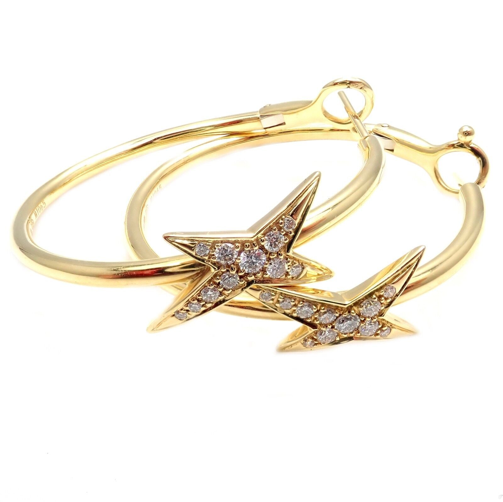 Luxury Mauboussin 18k Yellow Gold Diamond Celestial Star Hoop Earrings for Women - Elegant Gift for Anniversary, Birthday & Special Occasions