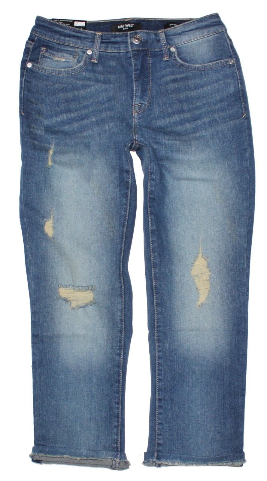 NINE WEST Women's Pure Luxe Chrystie Capri Jeans in Theo - Stylish High Waist Stretch Denim Pants for Casual Wear & Summer Outfits