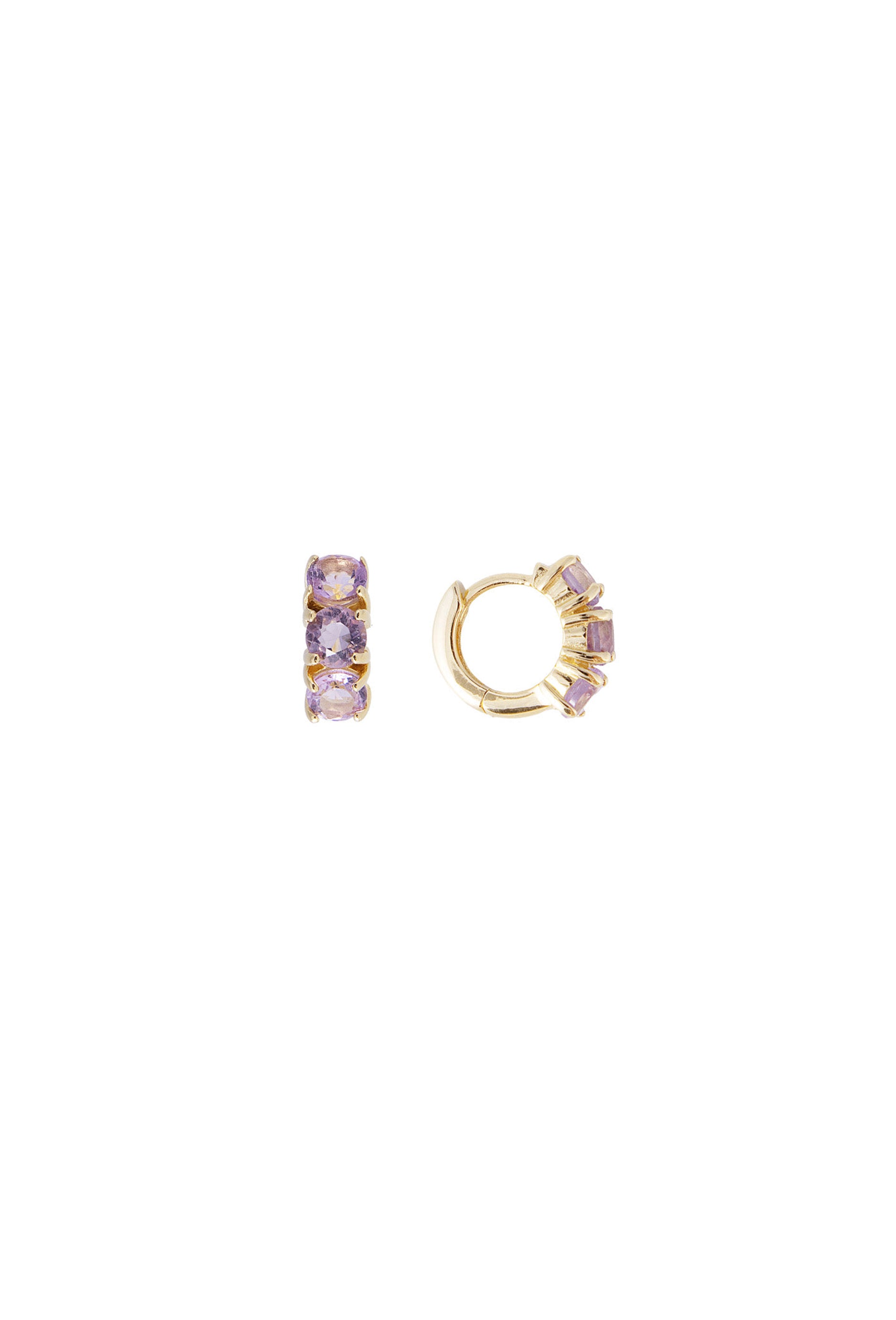 Fairley Amethyst Huggie Earrings - 14K Gold Hoop Earrings for Women, Minimalist Dainty Jewelry Gift for Her - Perfect for Everyday Wear, Date Night & Special Occasions