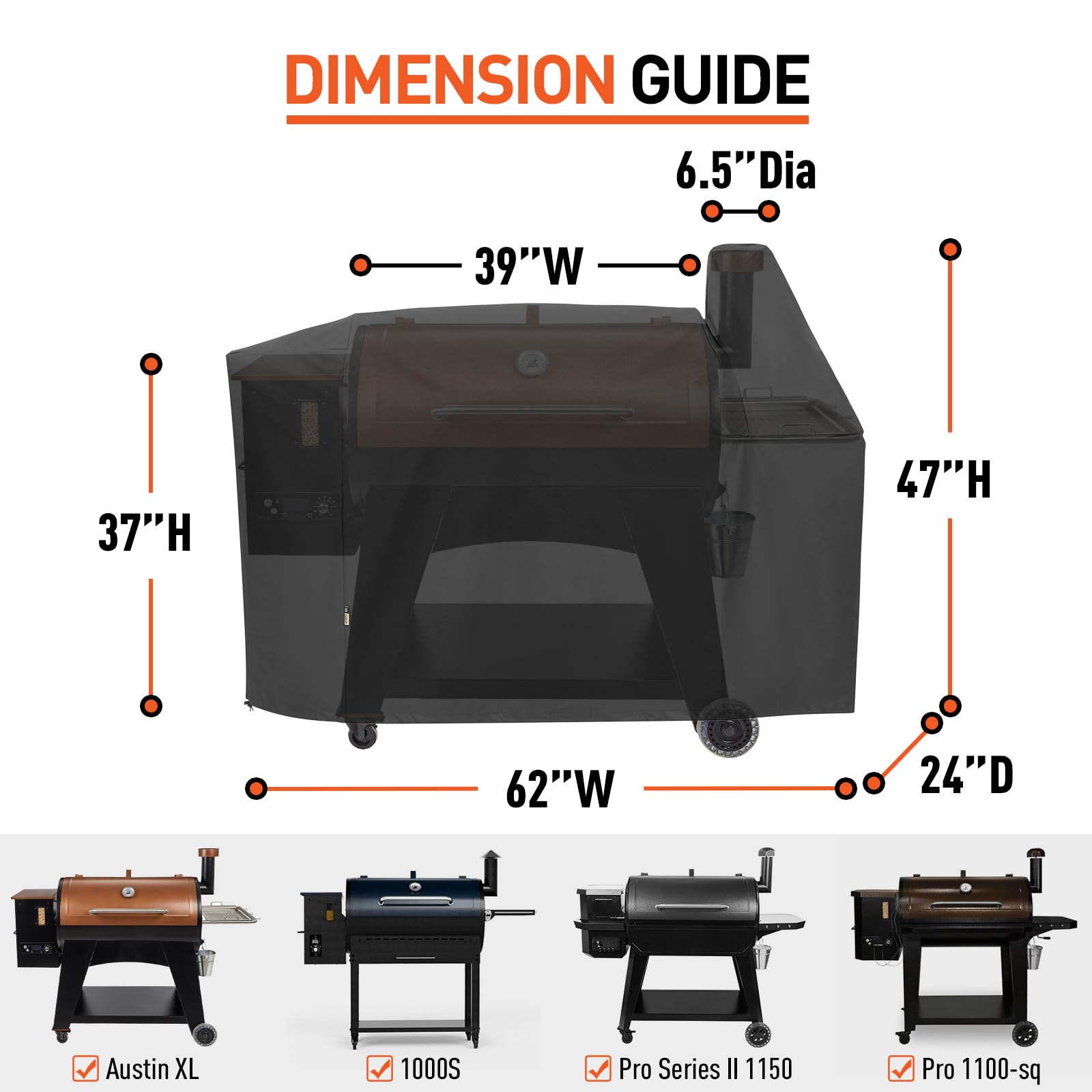 Pit Boss Austin XL Grill Cover - Heavy Duty Waterproof Wood Pellet Smoker Cover for Pitboss 1000, 1100 Pro, 1150 & Rancher XL - All Weather Protection BBQ Accessories for Outdoor Cooking & Backyard Grilling