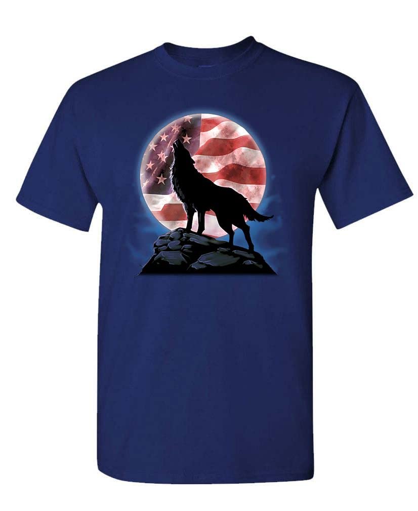 American Howl Patriotic Wolf USA T-Shirt - Made in The USA | Perfect for 4th of July, Veterans Day & Patriotic Events