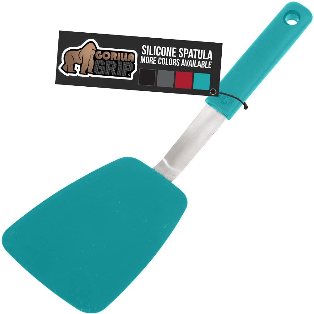 Premium Gorilla Grip Nonstick Silicone Spatula - 13 Inch BPA-Free Heat-Resistant Kitchen Tool for Flipping Burgers & Pancakes - Dishwasher Safe with Soft Comfort Handle - Ideal for Cooking, Baking & Non-Scratch Food Prep (Turquoise)