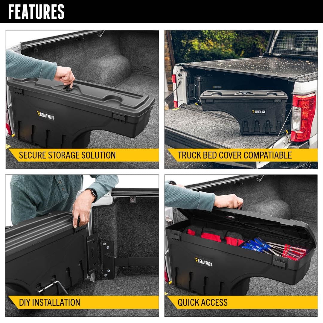 UNDERCOVER SwingCase Truck Bed Storage Box - SC100P & SC100D for 2007-2019 Chevy Silverado/GMC Sierra 2500/3500HD | Heavy Duty Under Seat Organizer | Perfect for Tools, Camping Gear & Work Equipment Storage