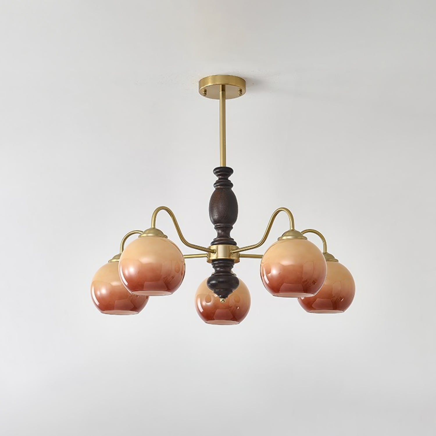 Stylish Caramel Orb Chandelier - Modern Glass Pendant Light Fixture for Dining Room, Living Room & Bedroom Decor