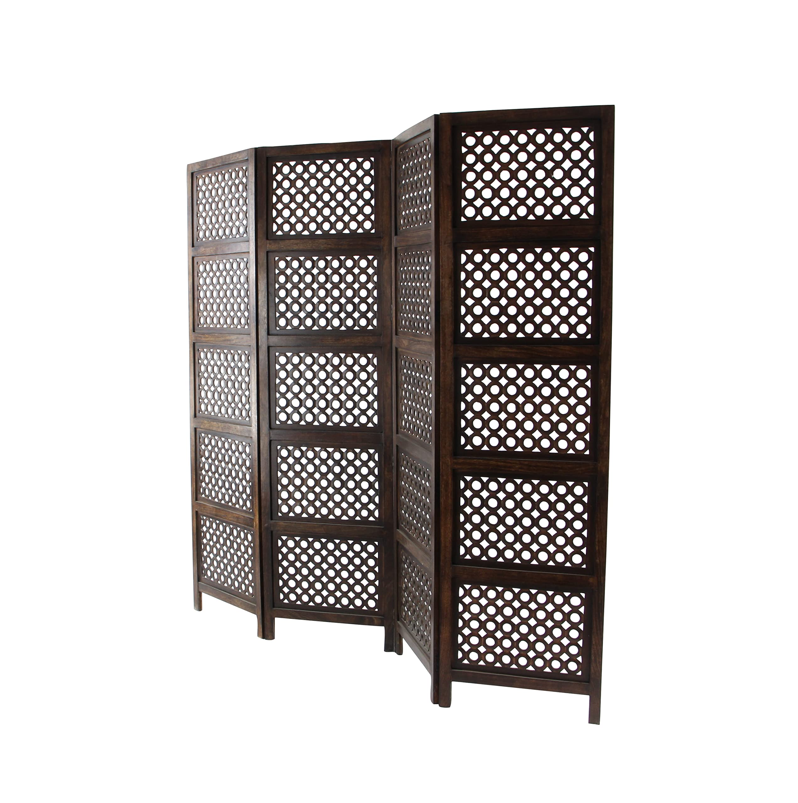 Handmade Wooden Floral Room Divider Screen - Large Brown Partition Wall Decor for Living Room, Bedroom, Office | Home & Office Privacy Screen, Decorative Room Separator