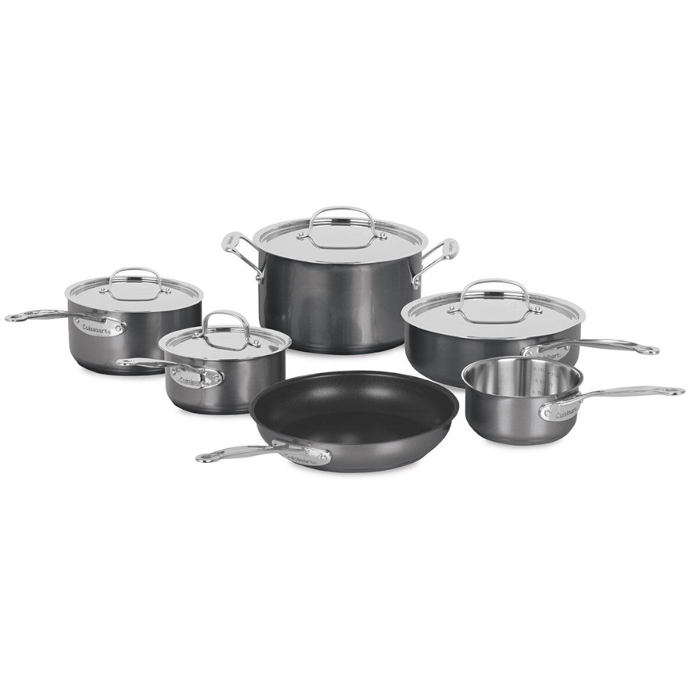 CUISINART CSS 10MGC 10-Piece Stainless Steel Cookware Set - Midnight Grey | Premium Kitchen Cookware for Cooking, Baking & Entertaining | Perfect for Home Chefs & Dinner Parties