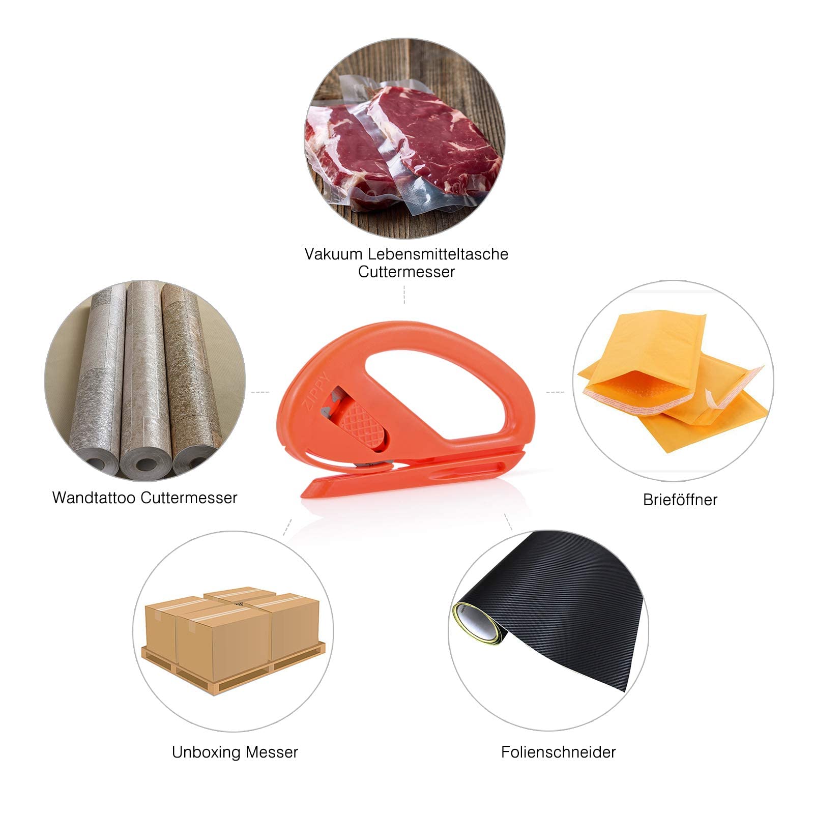 Gomake Wrapping Paper Cutter - Safety Vinyl Film Cutter & Craft Knife for Gift Wrapping, Vinyl Wrap, Wallpaper - Perfect for Holiday, Birthday & Christmas Gift Wrapping - Orange