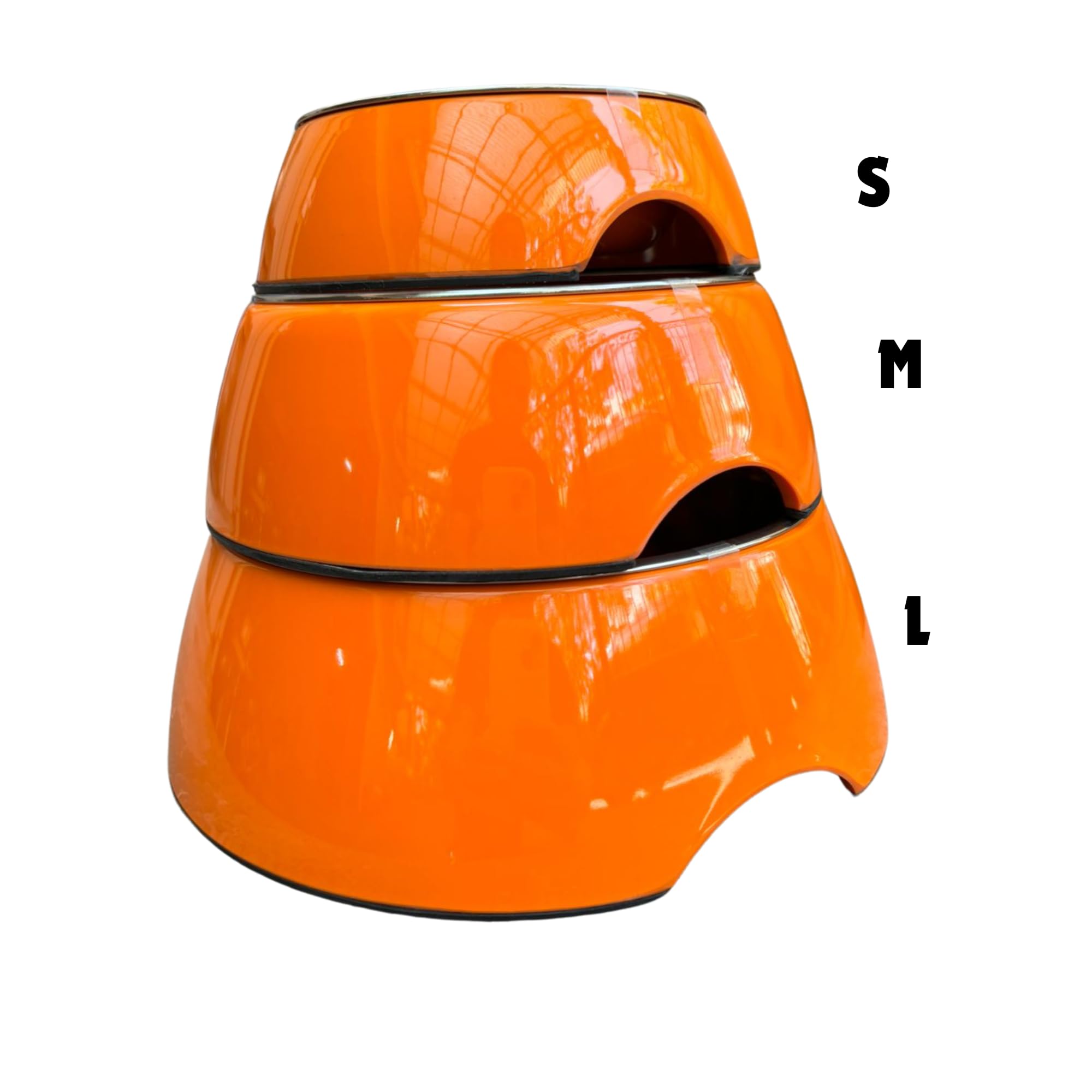 Premium Stainless Steel & Melamine Hammer Bowls for Dogs and Cats – Small 200ml Orange Pet Food Bowl | Durable, Non-Slip, Easy-Clean Design for Indoor/Outdoor Feeding, Travel & Camping