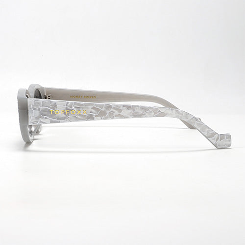 Kat x Money Moves Silver Cat Eye Sunglasses for Women - Trendy UV Protection Shades for Summer, Beach & Outdoor Fashion