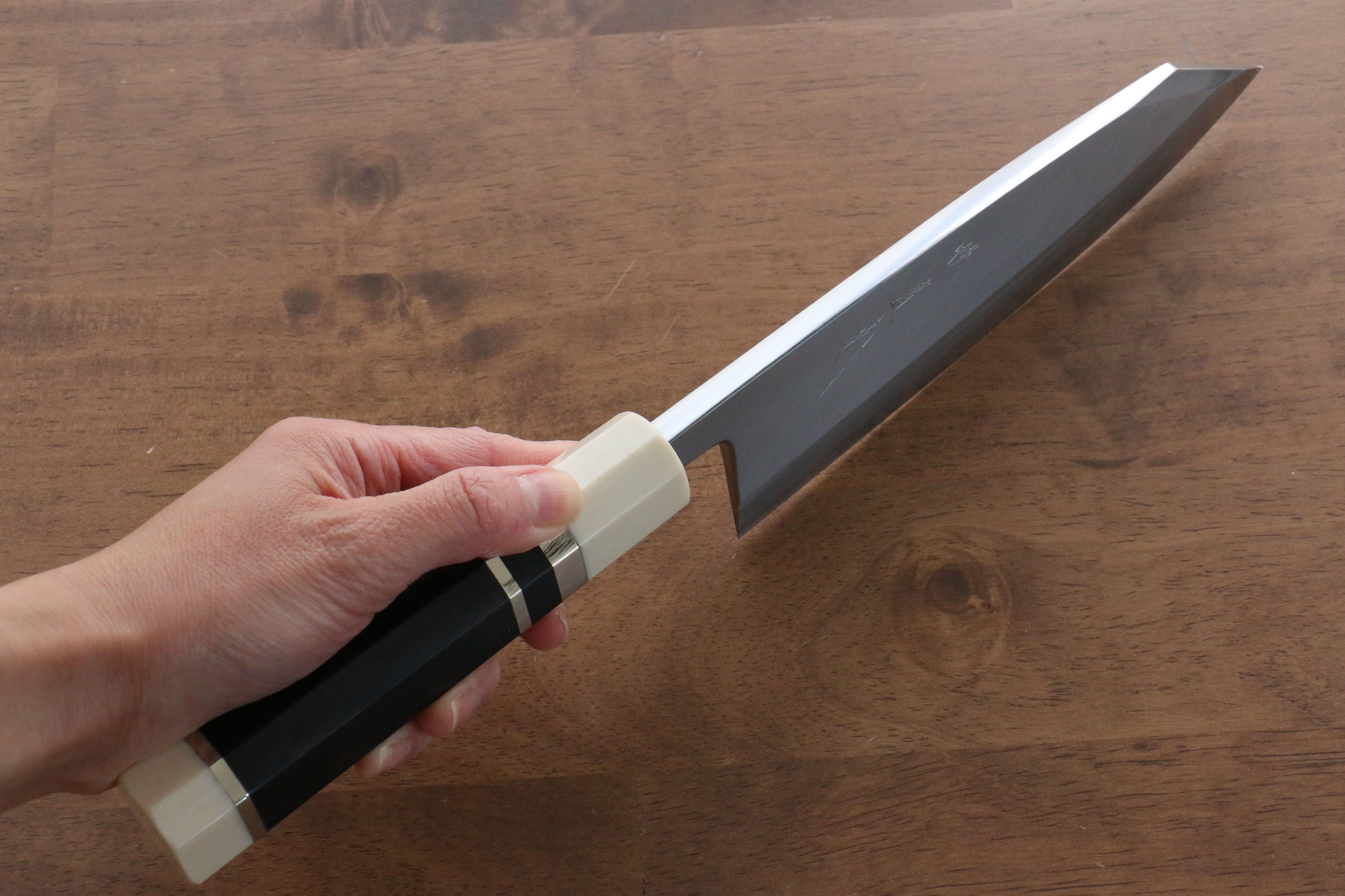 Premium Jikko Shiko Blue Steel Kiritsuke Deba Knife 180mm - Japanese Chef Knife with Ebony Wood Handle & Double Ring Design - Perfect for Sushi, Fish Filleting & Precision Cutting