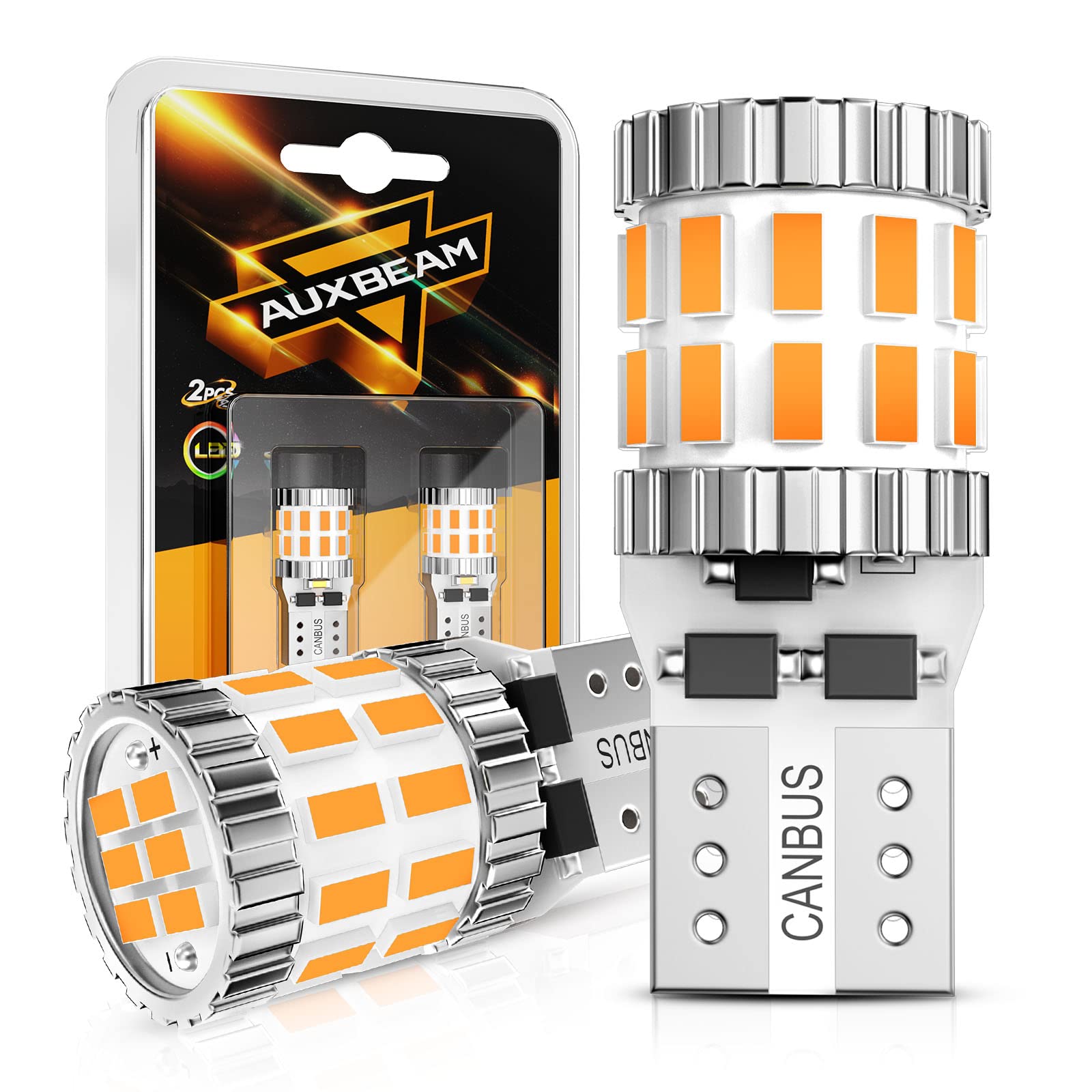 Upgraded 194 LED Bulbs Amber Yellow - 400% Brighter Extremely Bright Canbus Error Free 168 2825 T10 W5W LED Light Bulbs for License Plate Lights, Interior Lights, Dome Map Light (30-SMD, 2PCS) - Perfect for Car Interior Lighting, Motorcycle Accents & DIY Projects