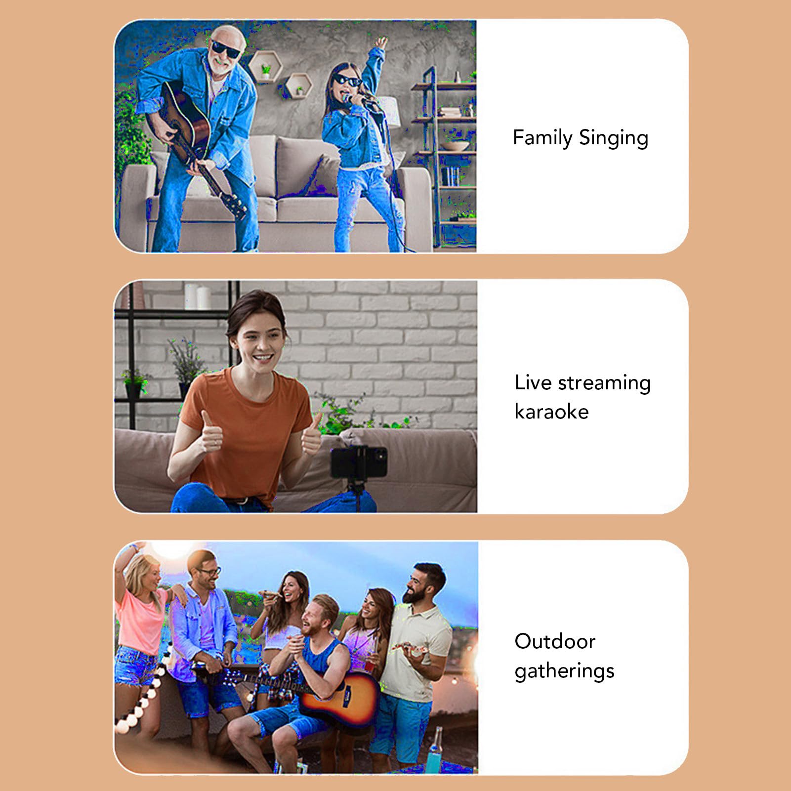Portable Bluetooth Karaoke Machine with 2 Wireless Microphones - Mini Karaoke System for Adults & Kids, Supports TF Card/USB/AUX Input, Compatible with Smartphones & Tablets (Black) - Perfect for Home Parties, Travel & Family Gatherings