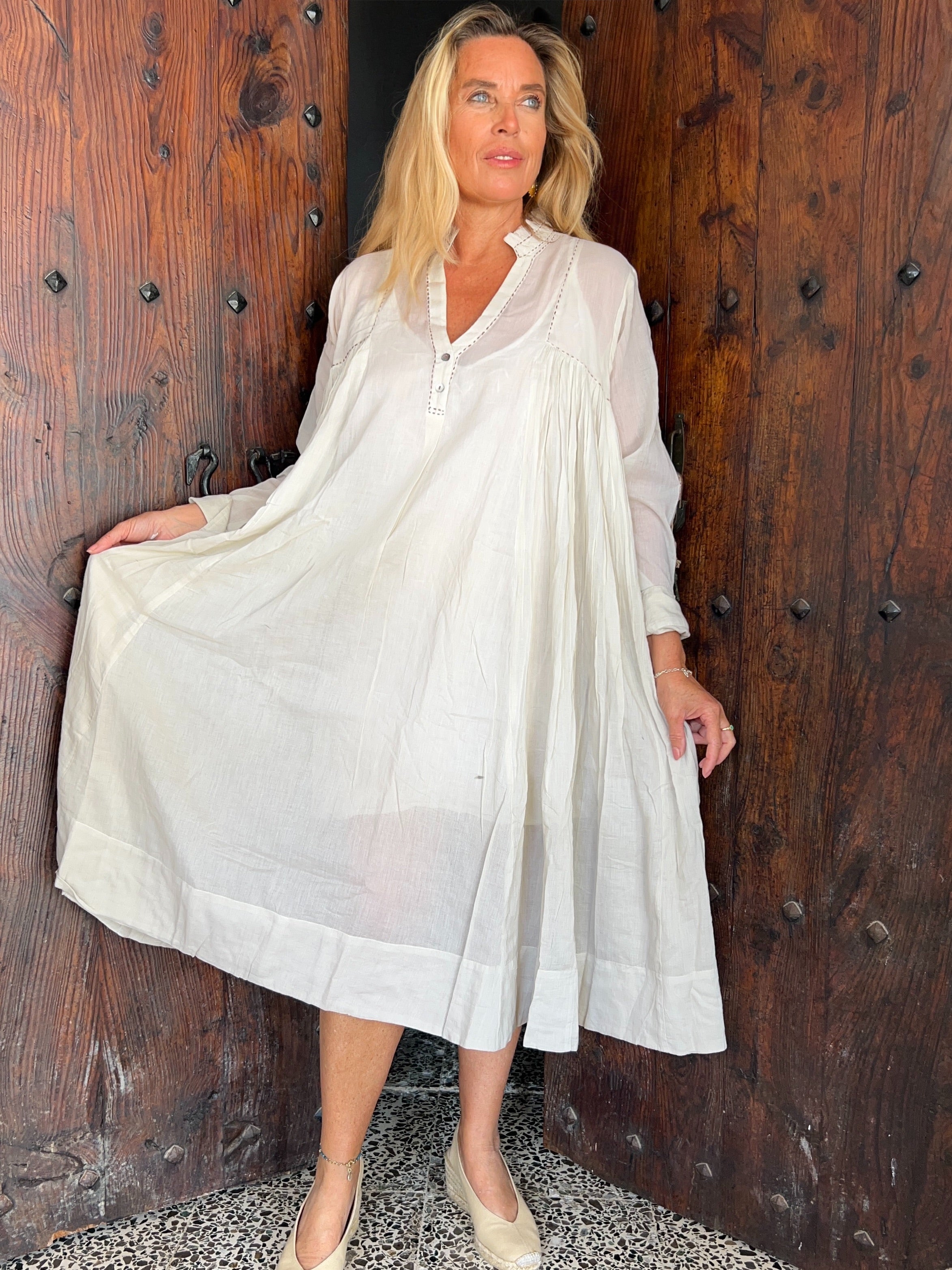 Buy Mughal Dream Mulmul Dress Online - Soft Cotton Embroidered Traditional Indian Dress for Women | Perfect for Festivals, Weddings & Special Occasions