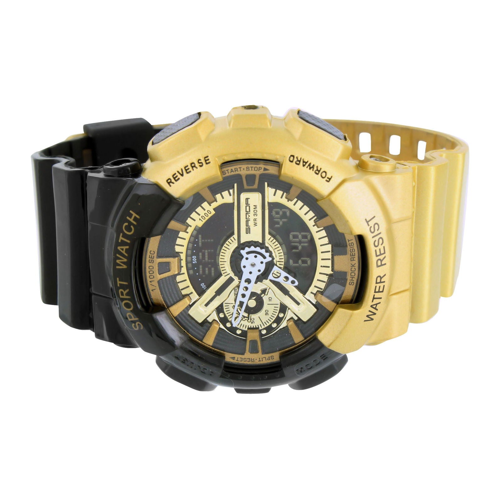 Men's Gold & Black Waterproof Analog Digital Watch - Stylish for Business, Casual & Outdoor Activities